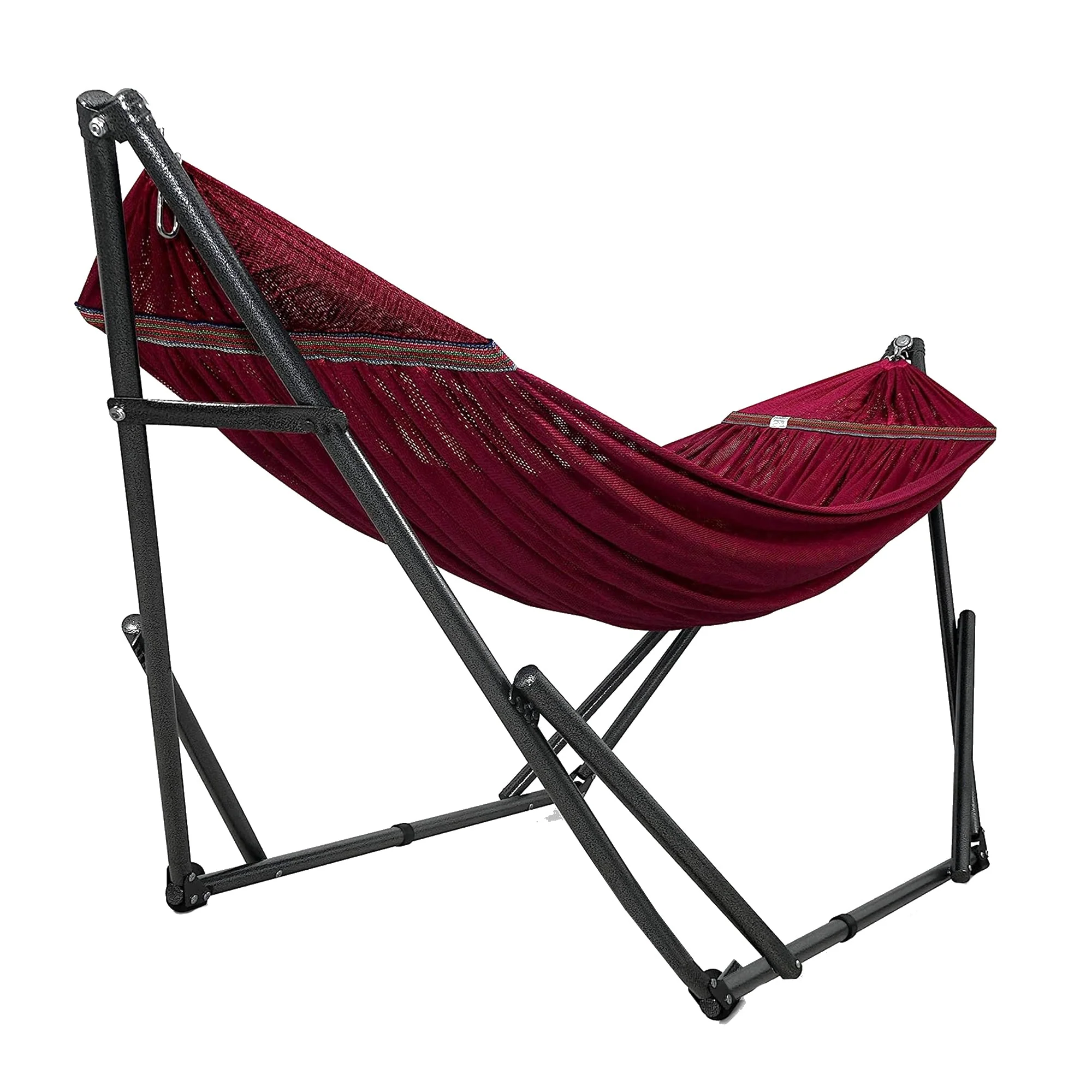 Tranquillo Universal 116" Double Hammock with Adjustable Stand and Bag, Red - Image 2