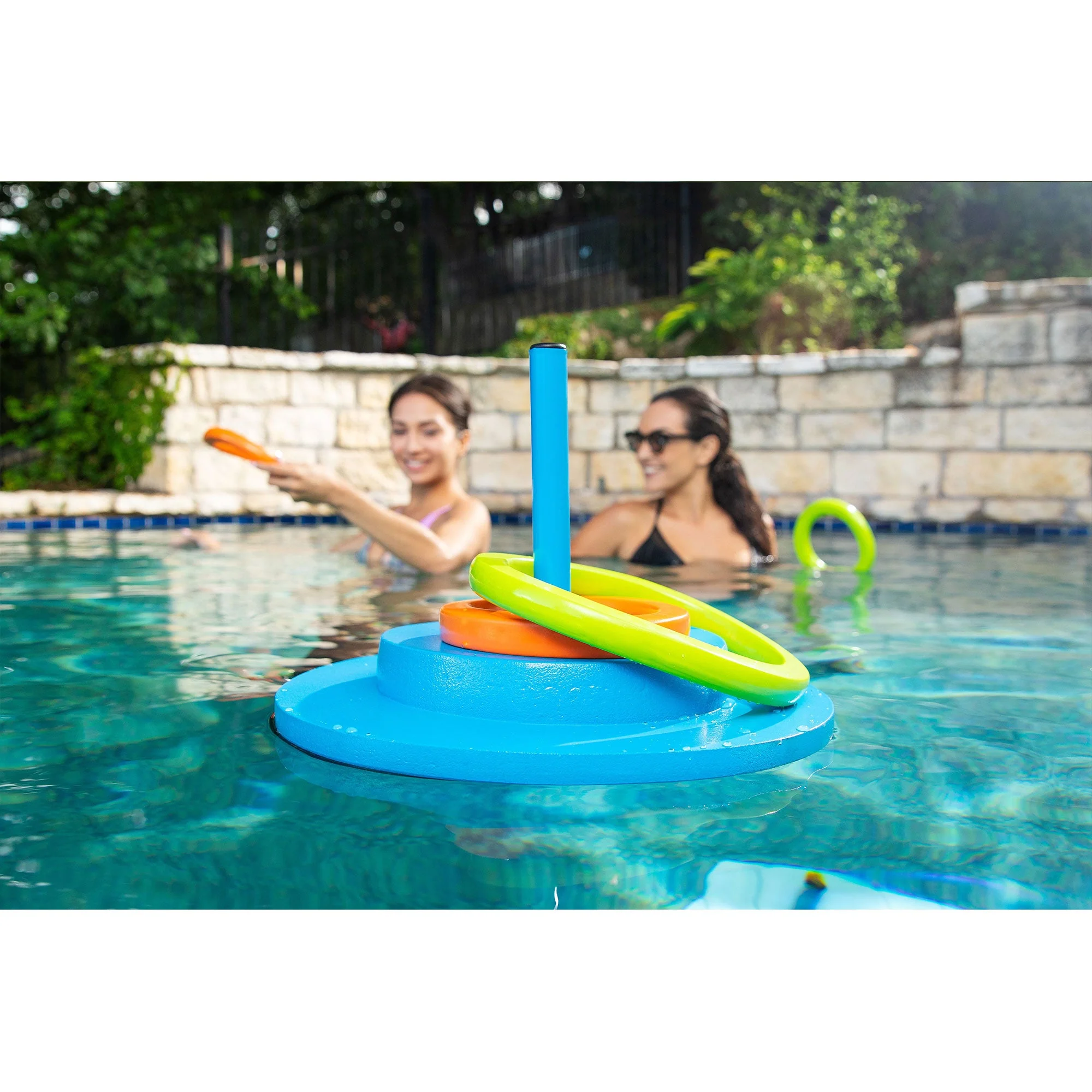TRC Recreation Floating Foam Ring Toss Swimming Pool Game with 4 Rings, Orange - Image 2