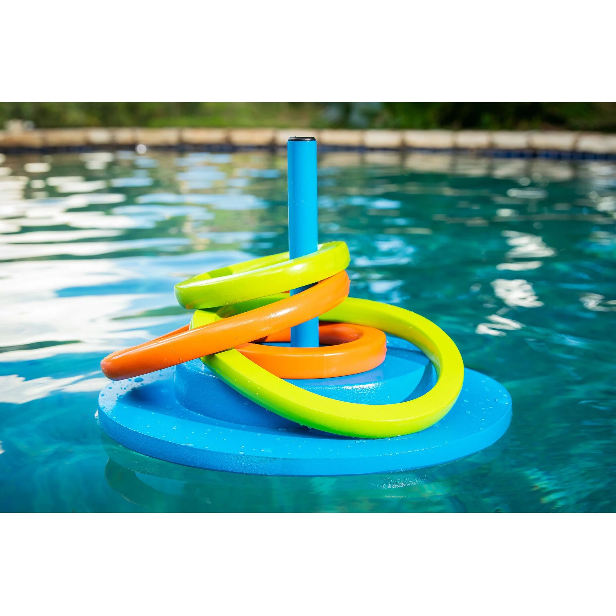 TRC Recreation Floating Foam Ring Toss Swimming Pool Game with 4 Rings, Orange - Image 3