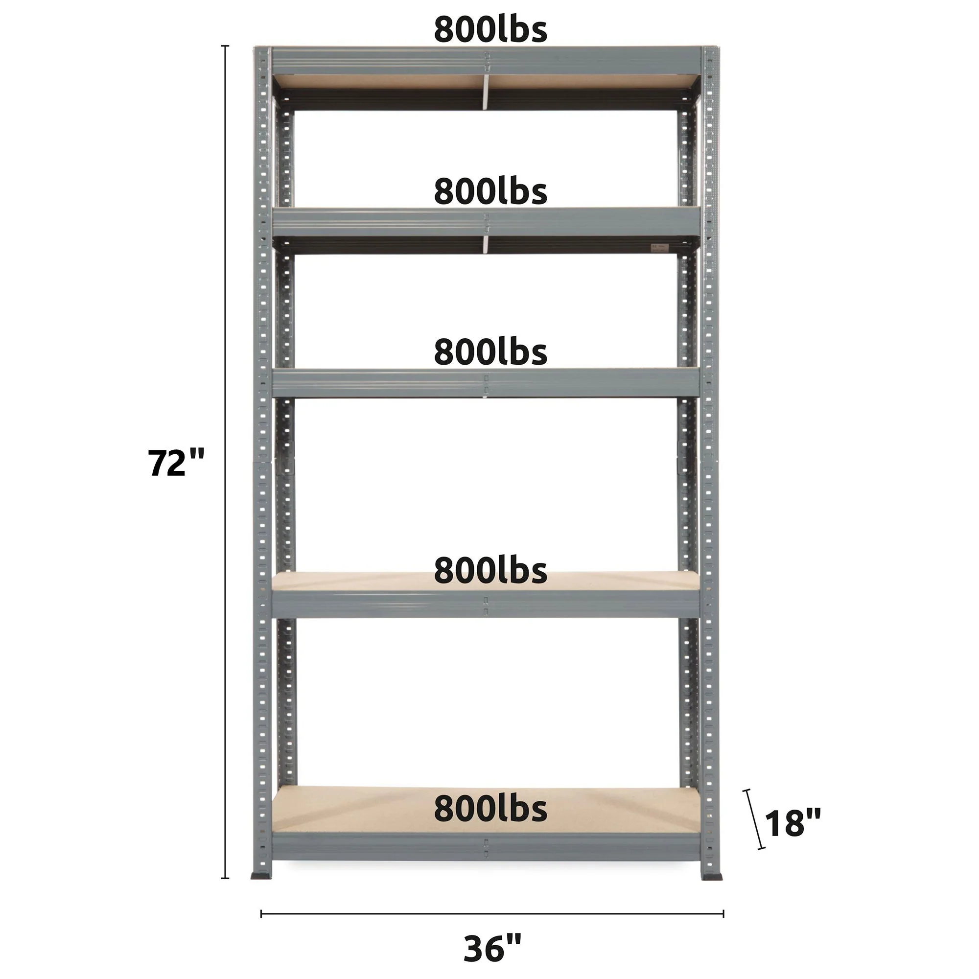 Trestles 36 x 72" 5 Adjustable Metal Shelve Garage Storage Unit, 800 lb Capacity - Image 6