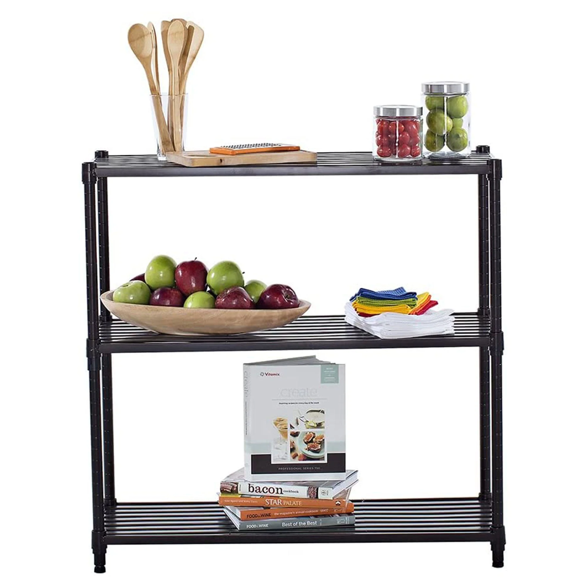 TRINITY EcoStorage 3 Tier Adjustable Flat Slat Wire Shelving, Dark Bronze - Image 7
