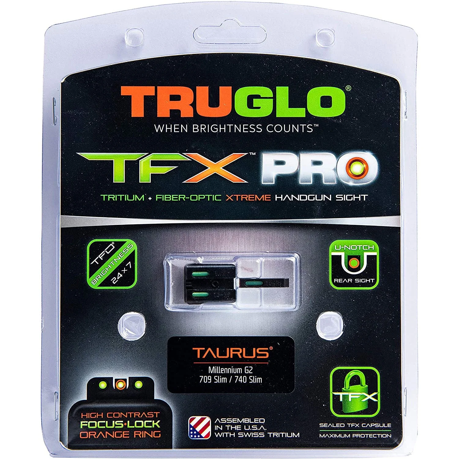 TruGlo Pro TFK Fiber Optic Tritium Handgun Glock Pistol Sight Accessory, Taurus - Image 4