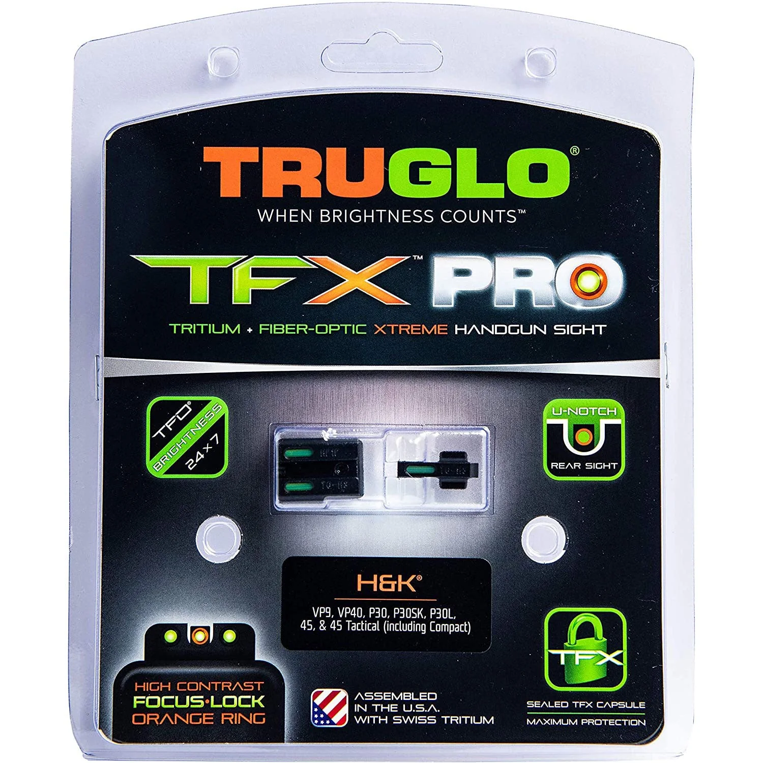 TruGlo Pro TFK Fiber Optic Tritium Handgun Sight Accessory, H&K Tactical Pistols - Image 4
