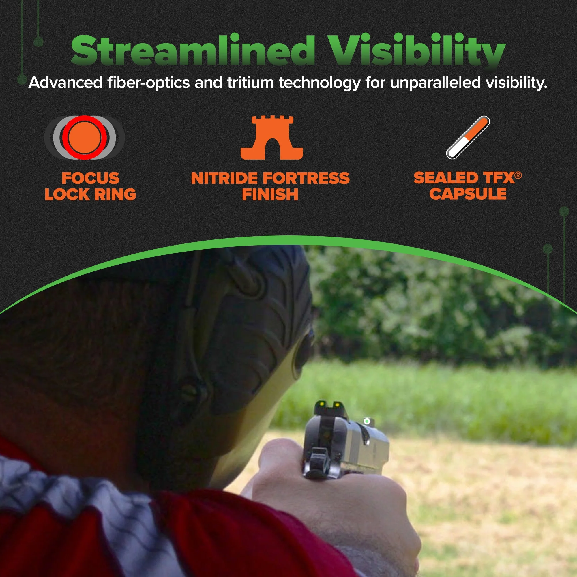 TruGlo TFK Fiber Optic Tritium Handgun Glock Pistol Sight Accessories, 42/43 - Image 3
