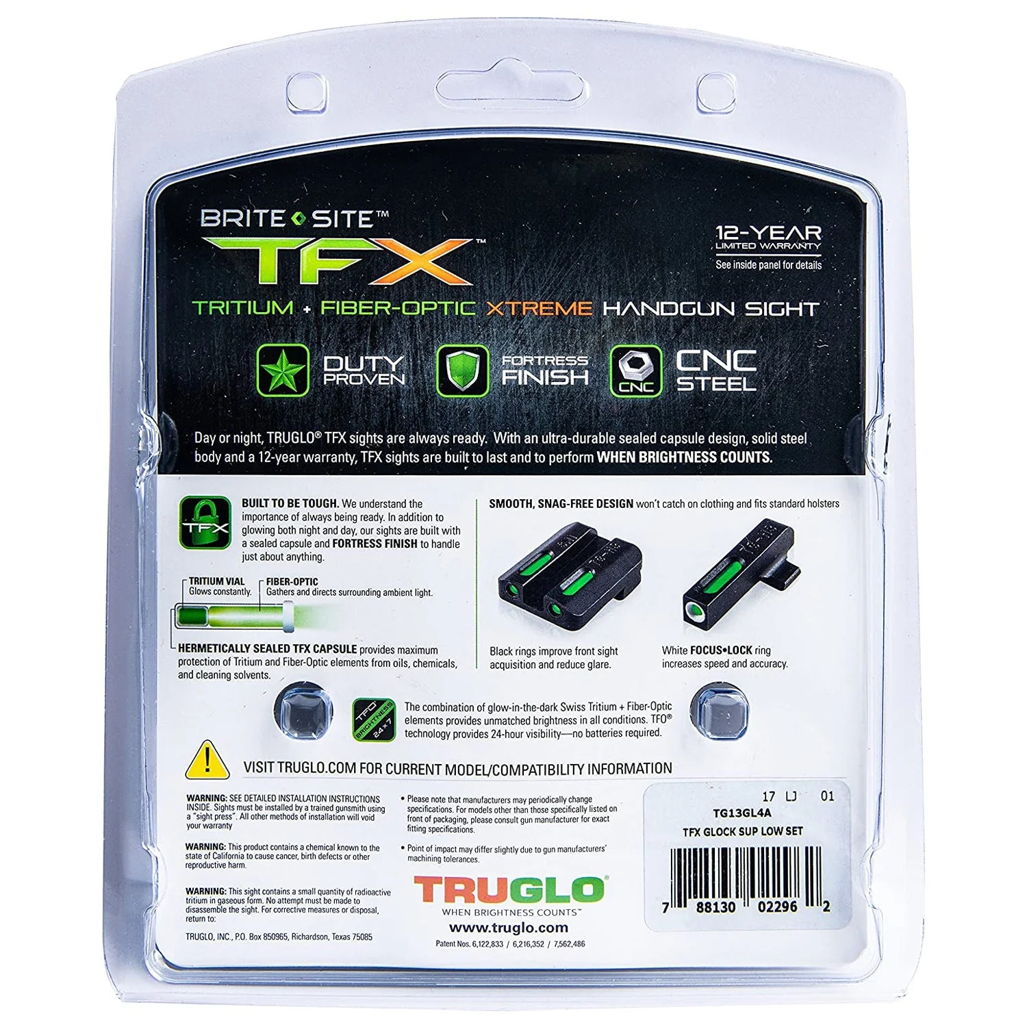 TruGlo TFK Fiber Optic Tritium Handgun Sight, Fits Glock 17/17L Models and More - Image 5