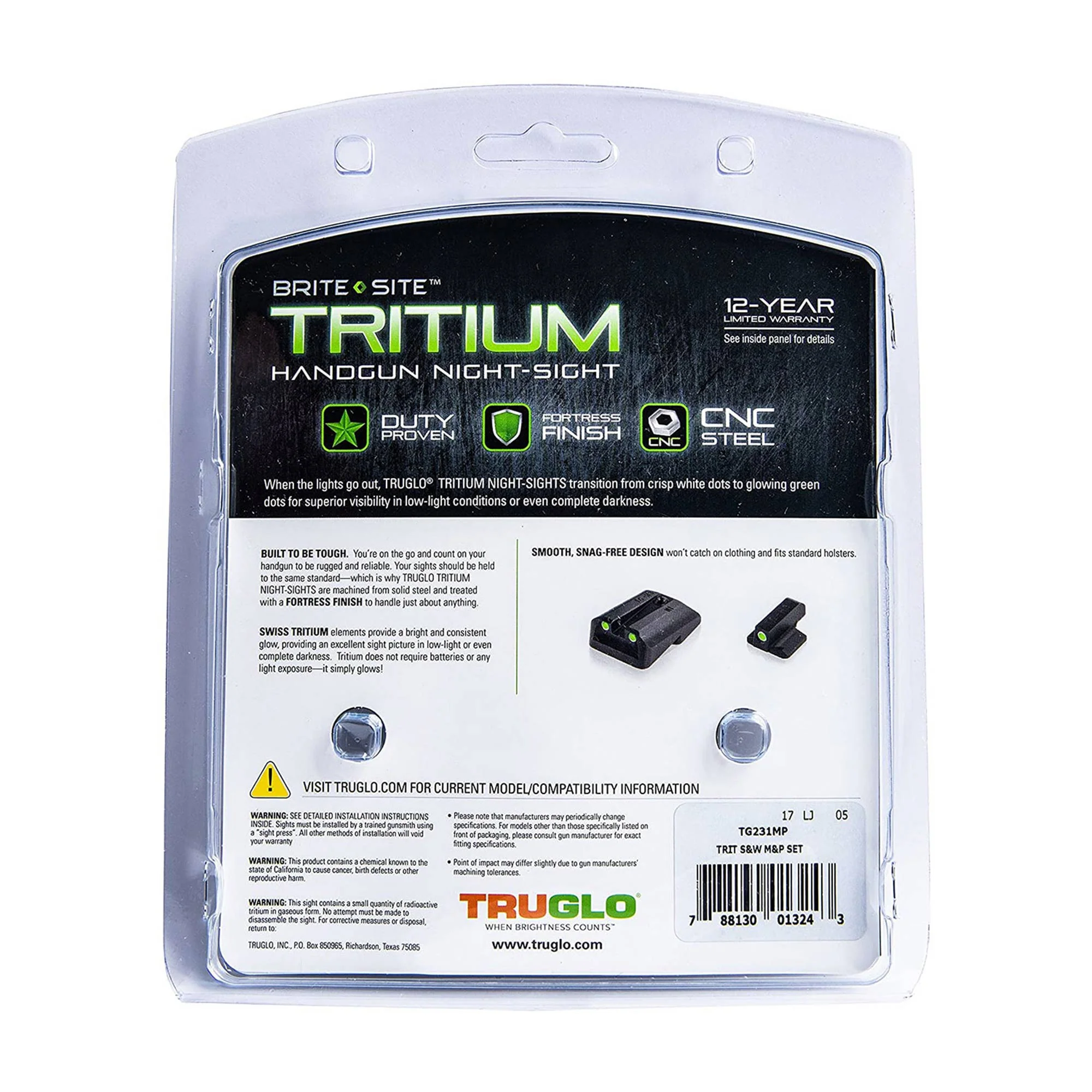 TruGlo Tritium Glow in the Dark Gun Sight for Smith & Wesson M&P Series Pistols - Image 10