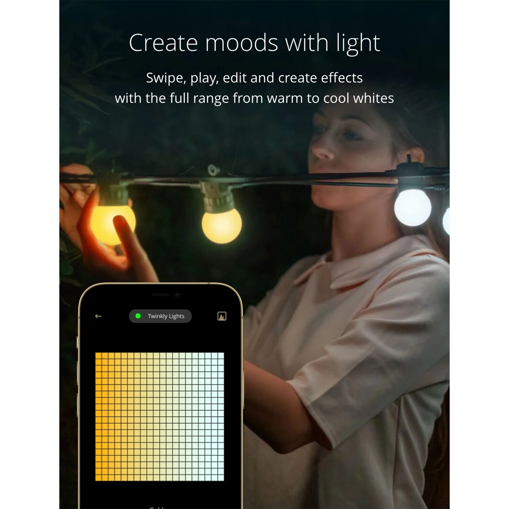 Twinkly Festoon App-Controlled Smart LED Light String 20 AWW (Warm/Cool White) - Image 2