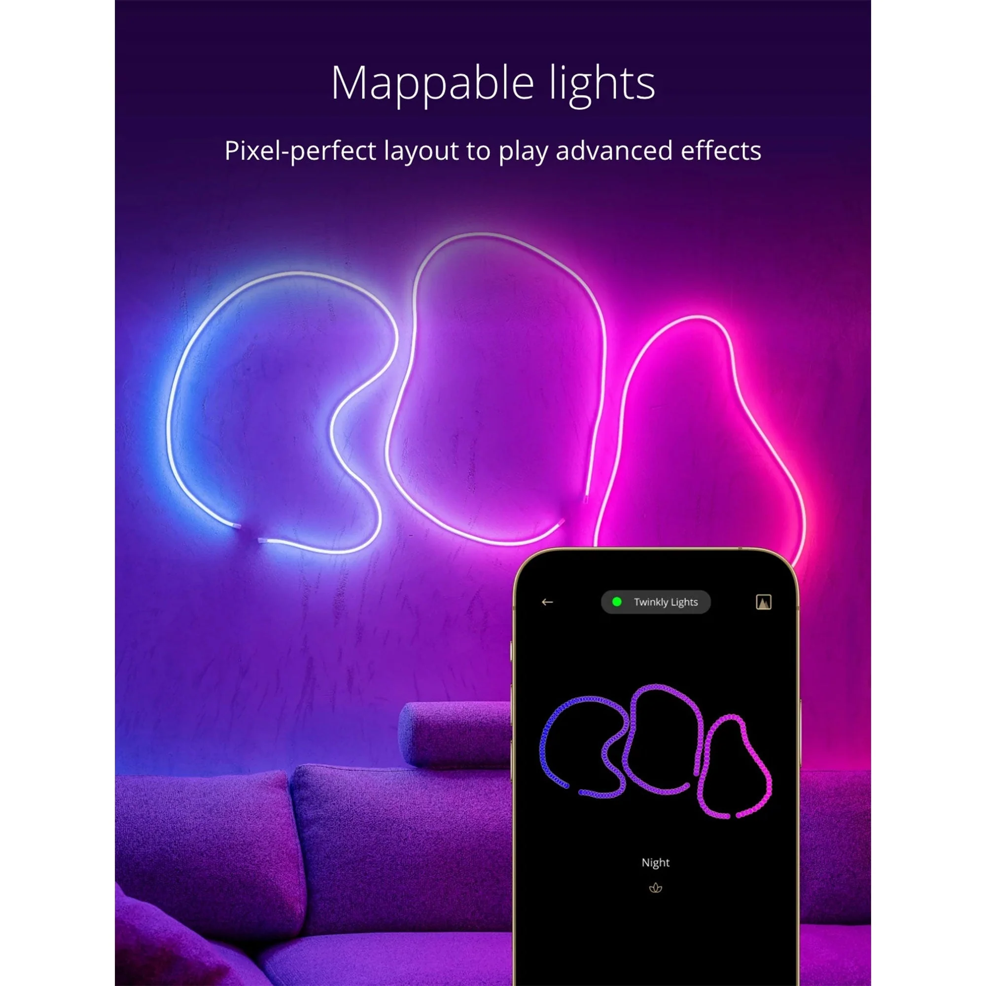 Twinkly Flex App-Controlled Flexible Light Tube RGB 16 Mil Colors 6.5' (4 Pack) - Image 3