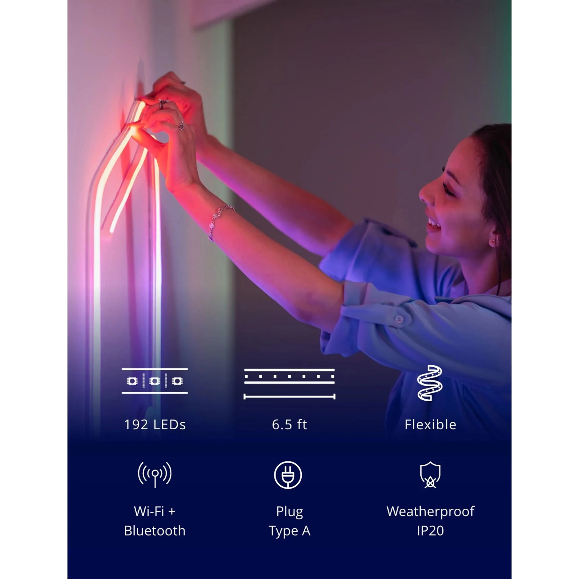 Twinkly Flex App-Controlled Flexible Light Tube RGB 16 Mil Colors 6.5' (4 Pack) - Image 8