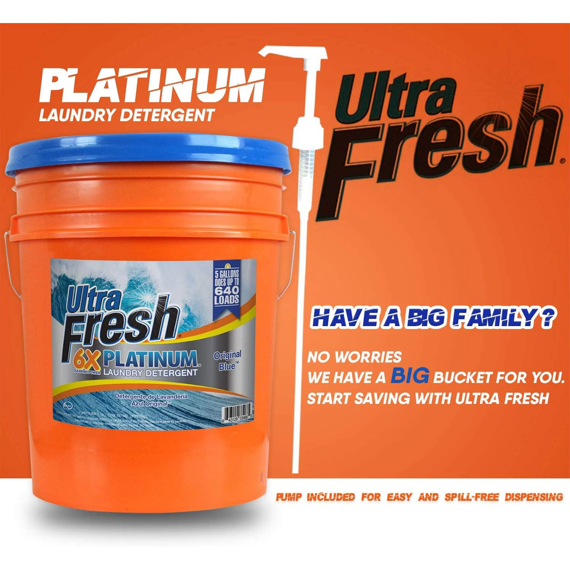 Ultra Fresh 6X Platinum 5 Gallon Laundry Detergent, Up to 640 Loads (2 Pack) - Image 6