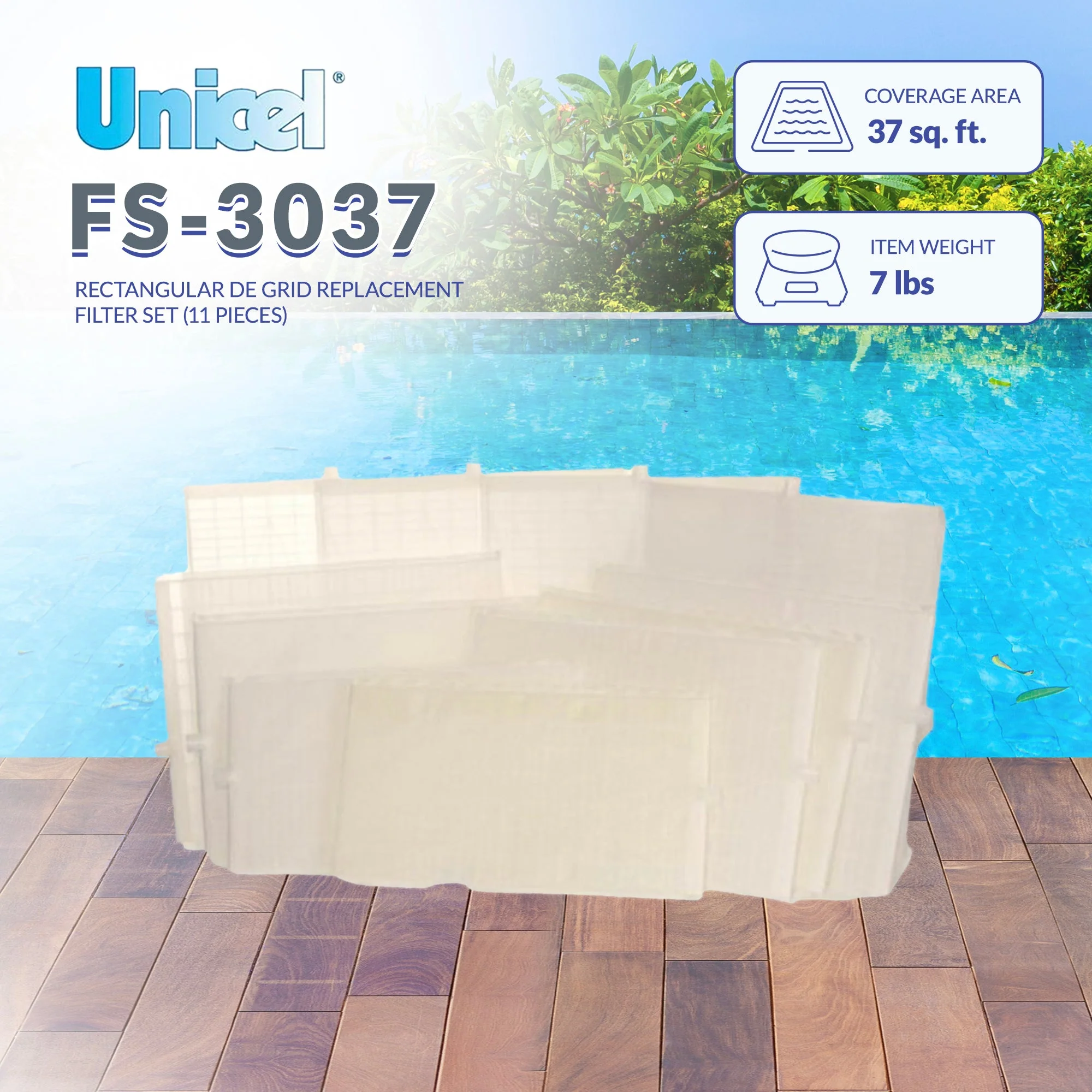 Unicel FS-3037 Replacement Rectangular DE Grid Pool Filter w/ Top Port, Full Set - Image 6