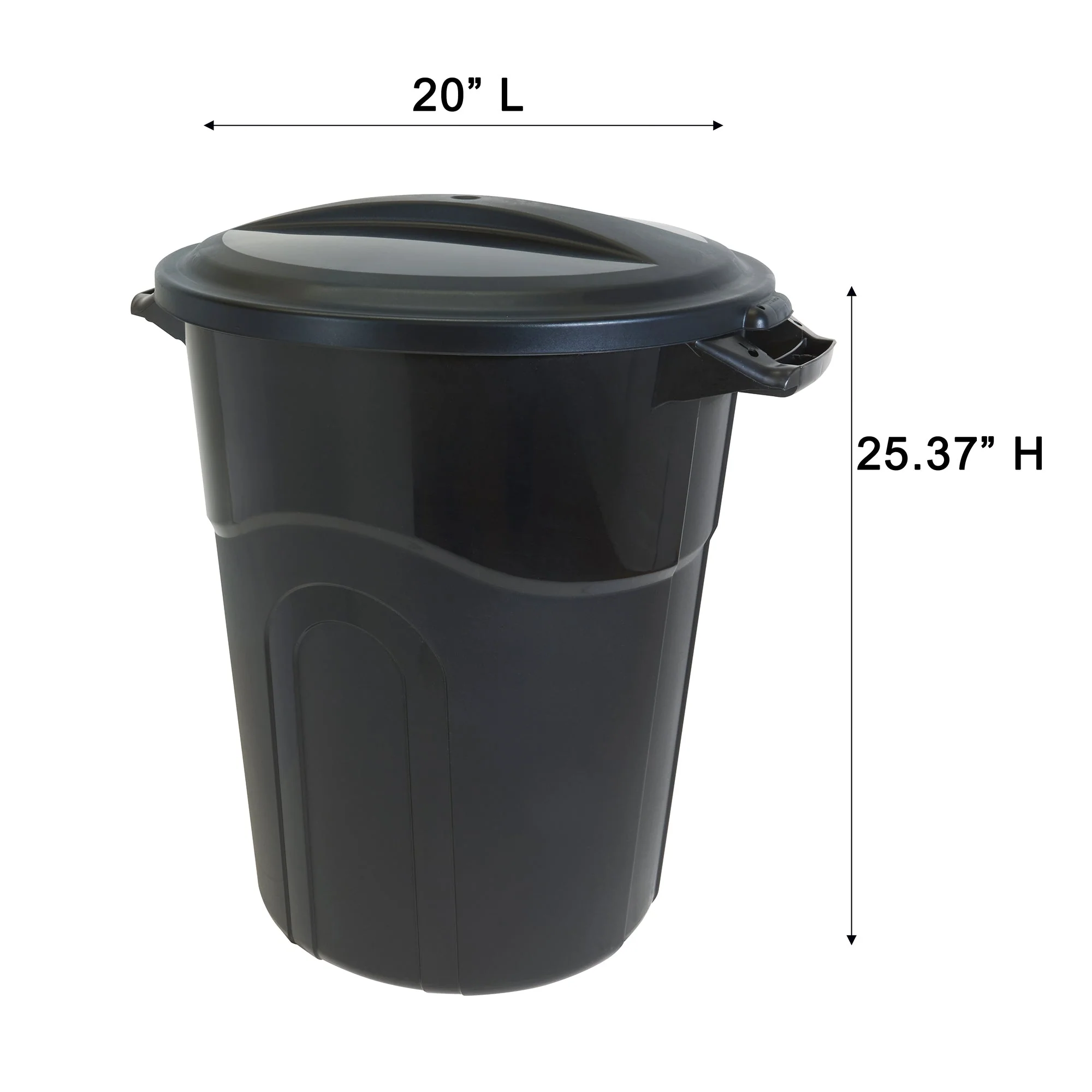 United Solutions 20 Gal Round Waste Container w/ Click Lock Lid, Black (2 Pack) - Image 5