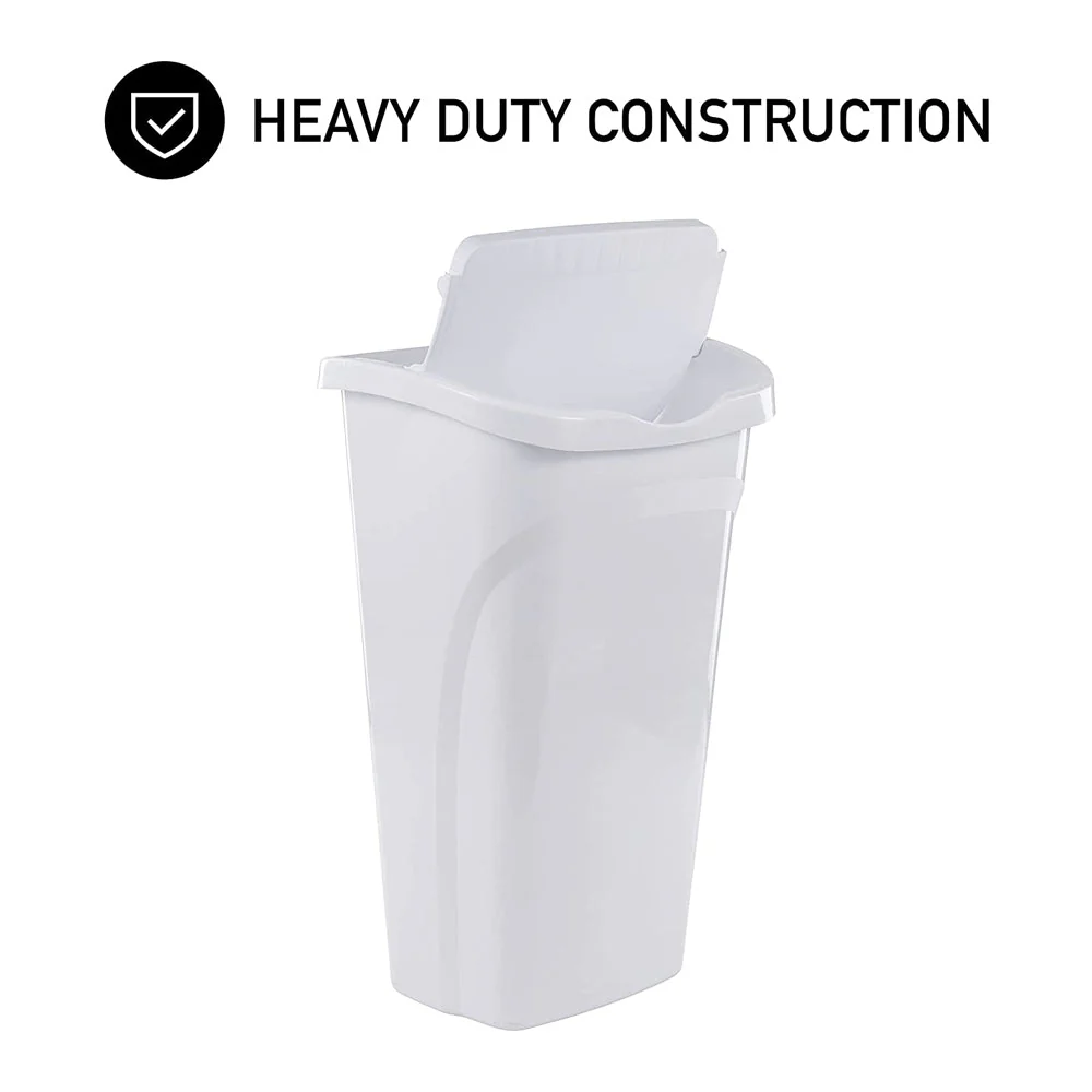 United Solutions 40 Quart Home Wastebasket with Dual Swing Lid, White (6 Pack) - Image 3