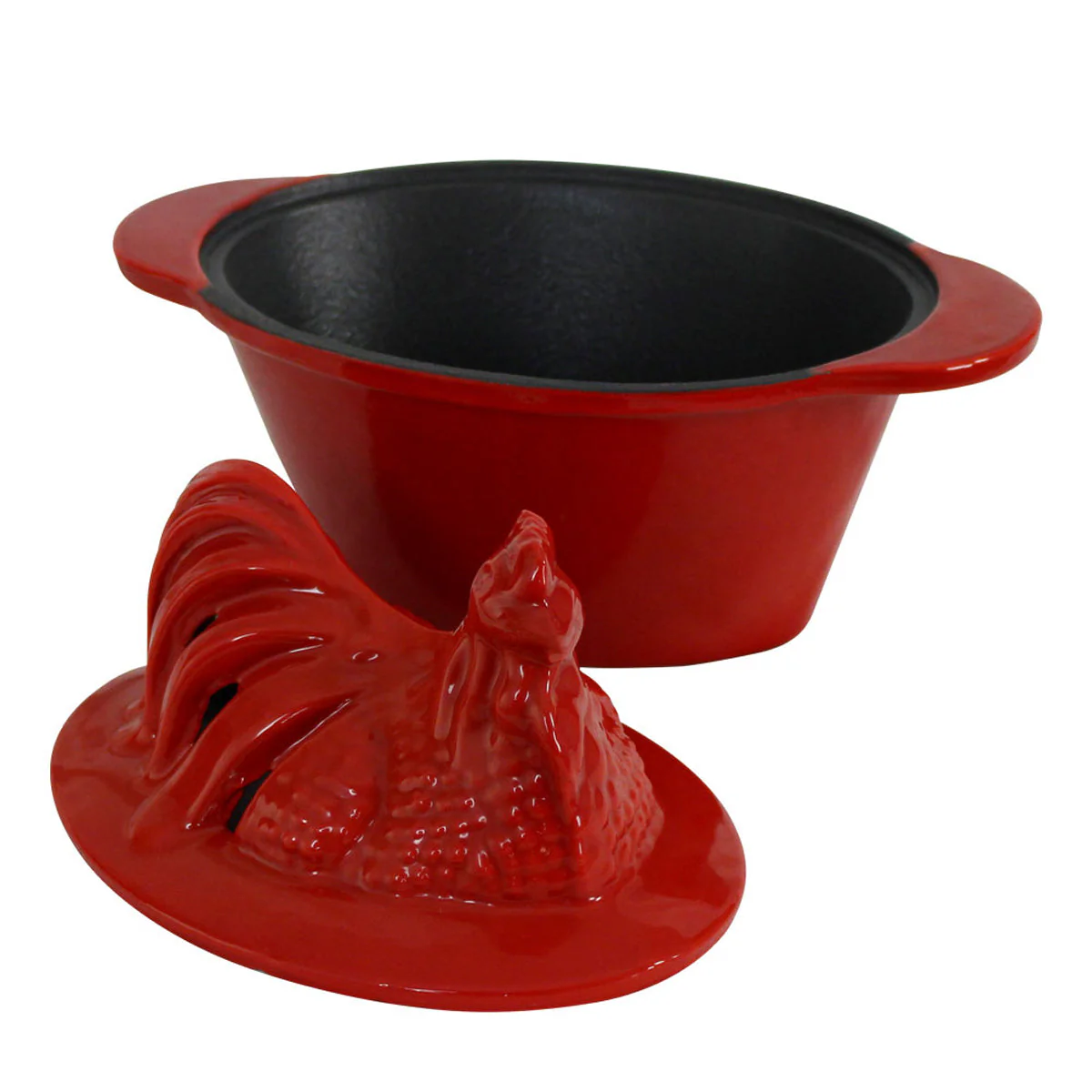 US Stove 1 Quart Enamel Cast Iron Wood Stove Steamer Humidifier, Red Chicken - Image 4