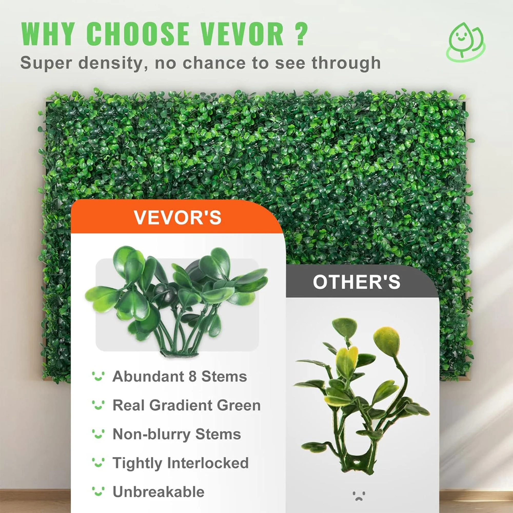 VEVOR 24 Piece 24"x16" Artificial Boxwood Panels for Indoor & Outdoor Use, Green - Image 5