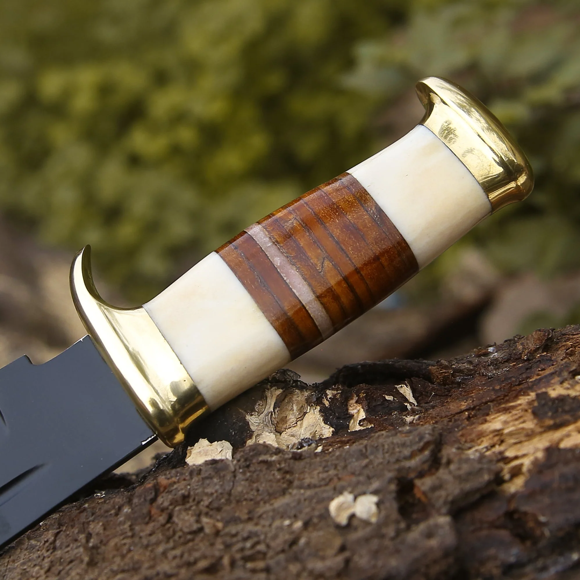 Vindicator Custom Bowie Knife with Bone & Stacked Leather Handle - Image 2
