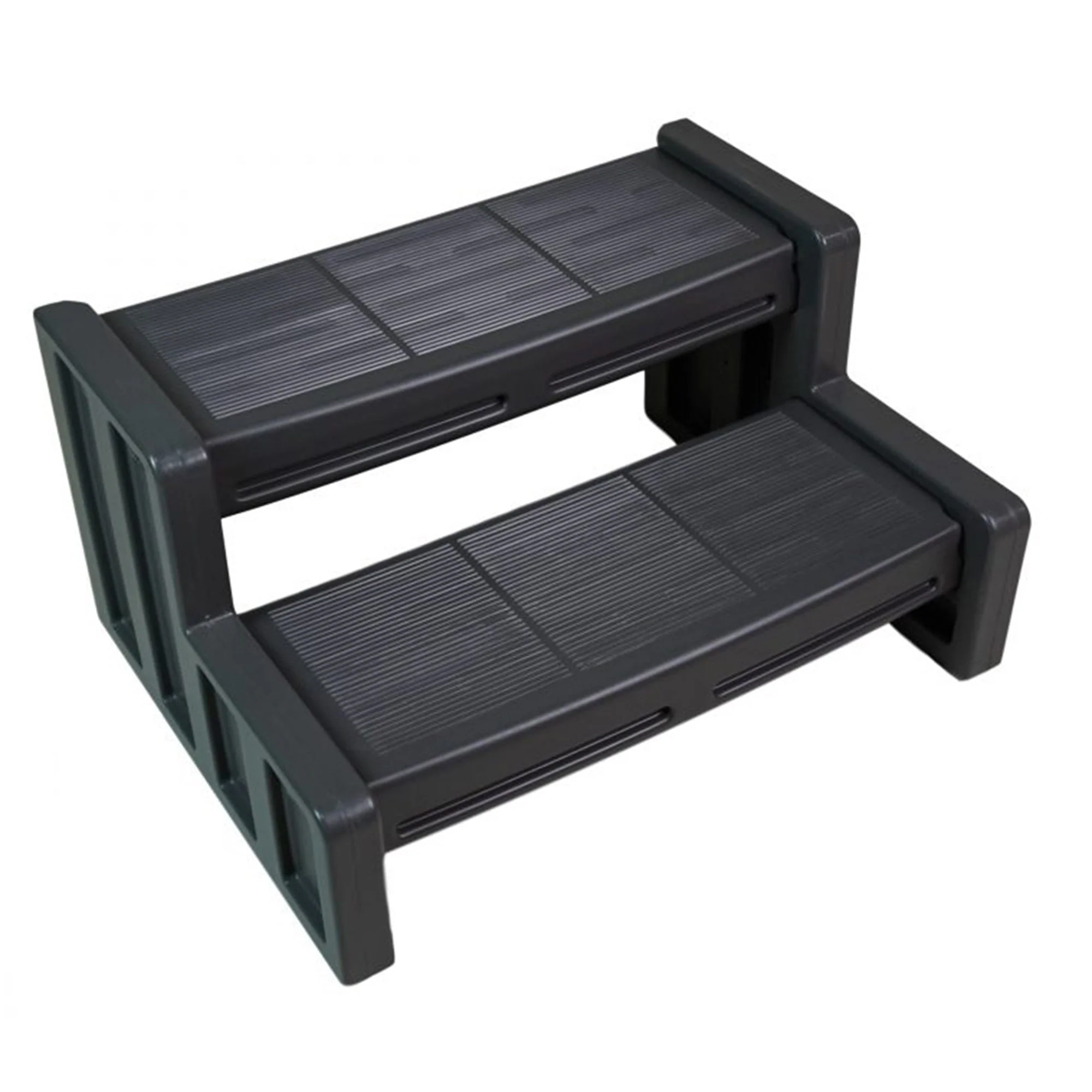 Vinyl Works Plastic Steps, 29" Multipurpose Indoor/Outdoor 2 Step Ladder, Black