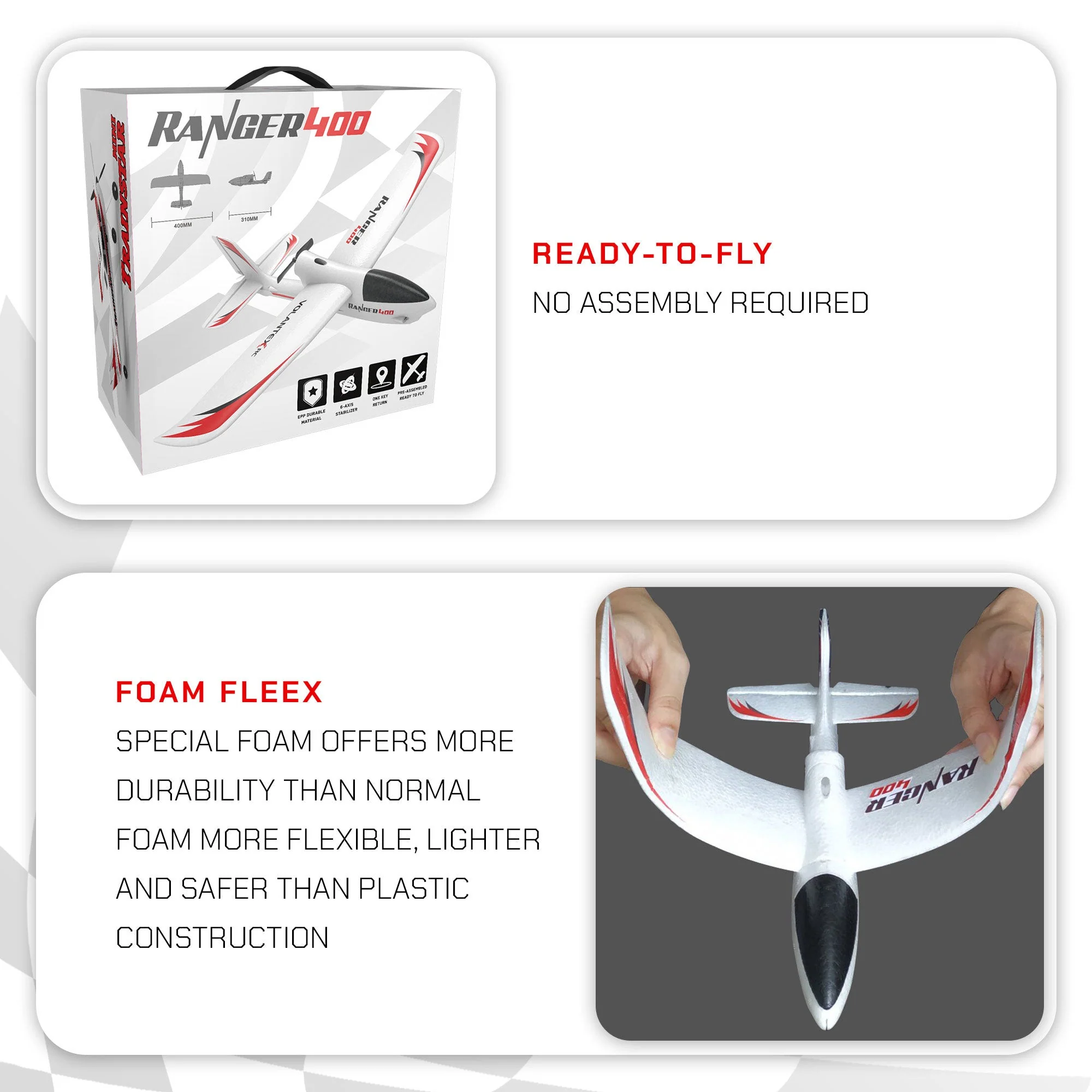 VOLANTEXRC Ranger 400 One Key Turn Remote Control Airplane w/ Xpilot Stabilizer - Image 4