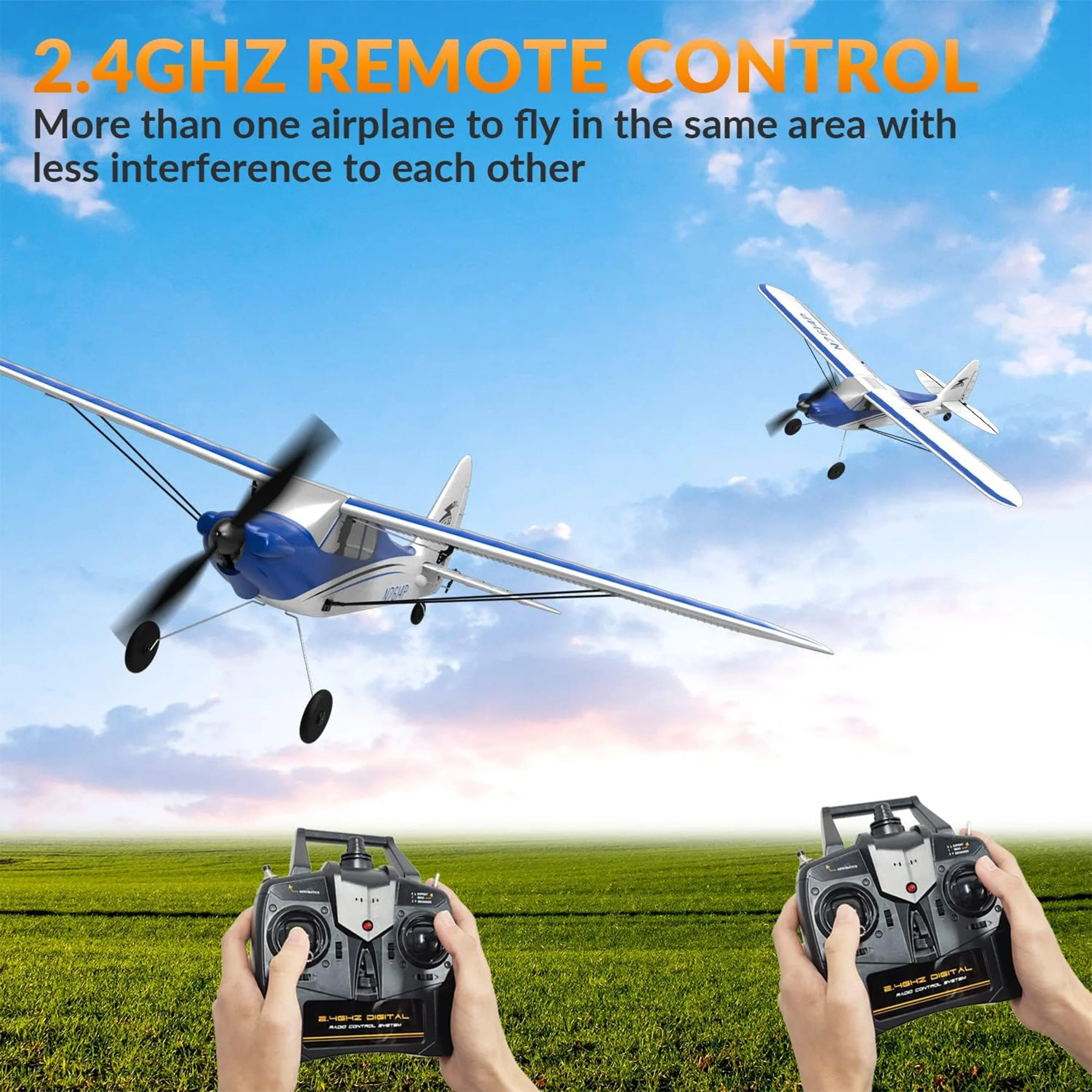 VOLANTEXRC Sport Cub 500 Ready to Fly RC Airplane with Gyro Stabilizer, Blue - Image 4