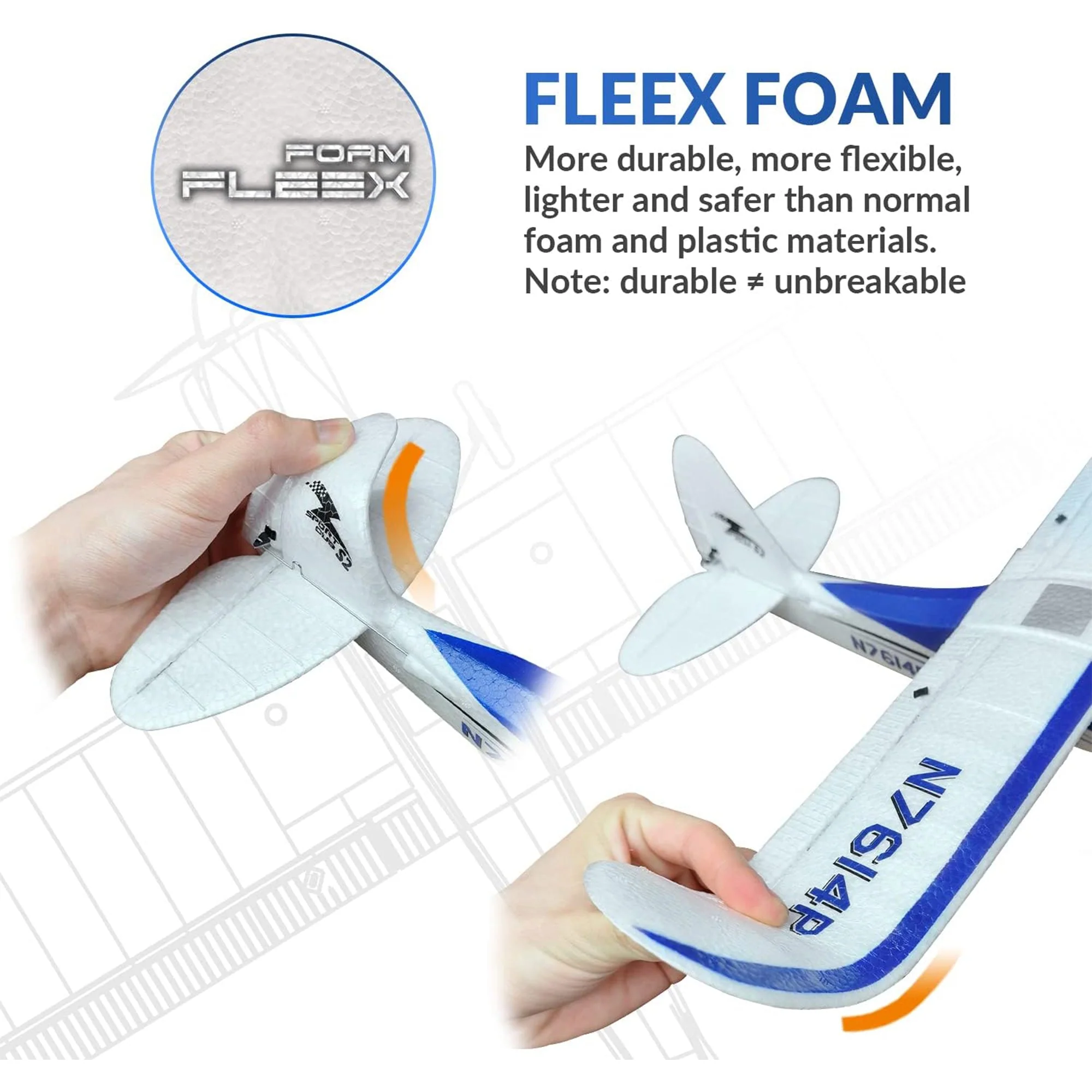 VOLANTEXRC Sport Cub 500 Ready to Fly RC Airplane with Gyro Stabilizer, Blue - Image 6