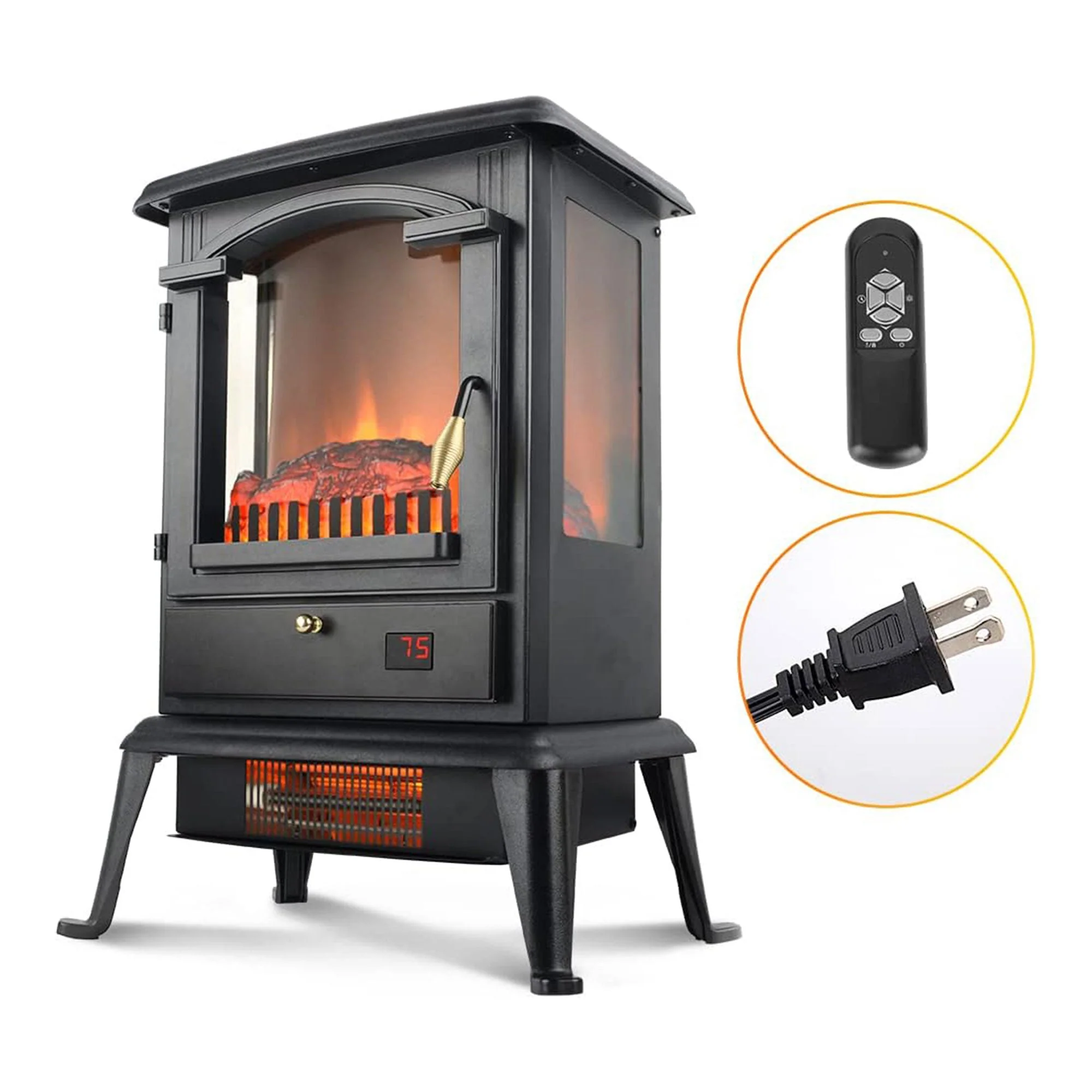 VOLTORB Freestanding Portable Electric Fireplace Heater Stove w/Remote (2 Pack) - Image 5