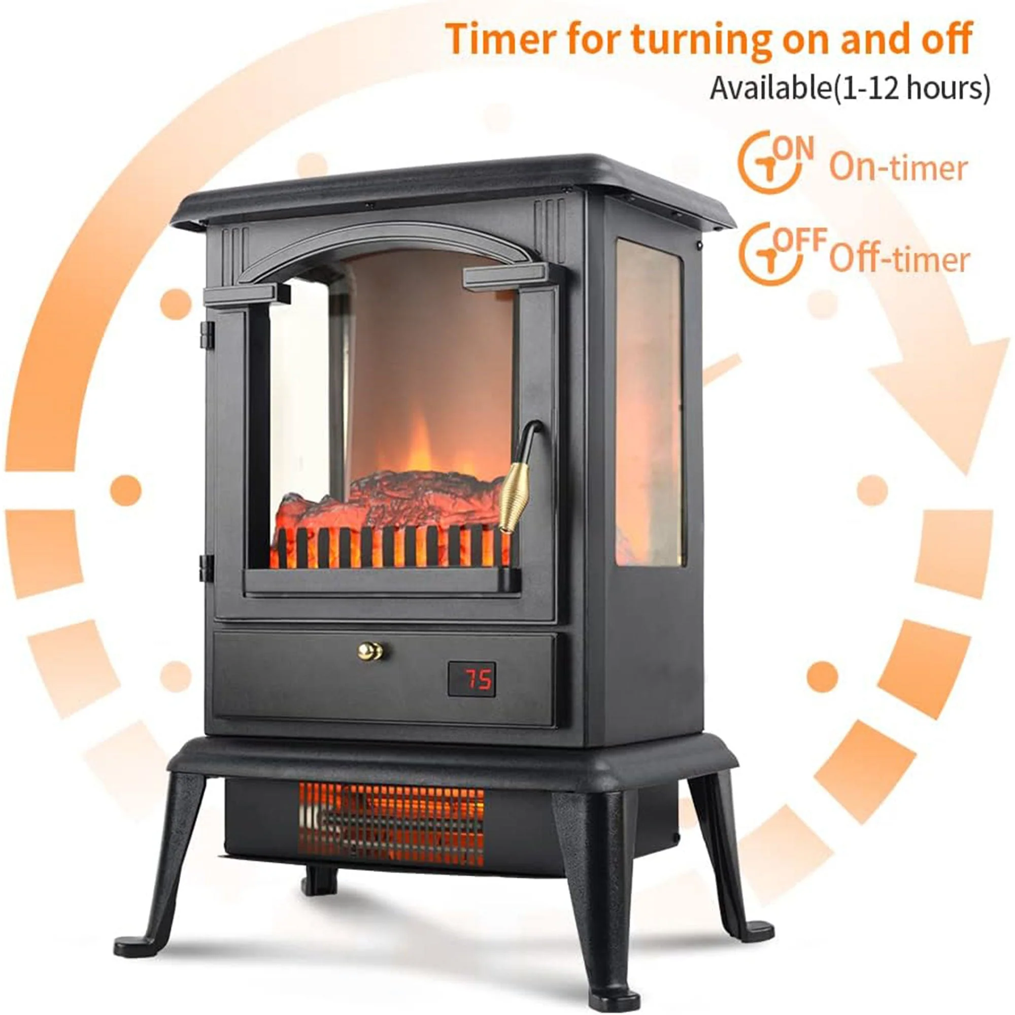 VOLTORB Freestanding Portable Electric Fireplace Heater Stove w/Remote (2 Pack) - Image 8