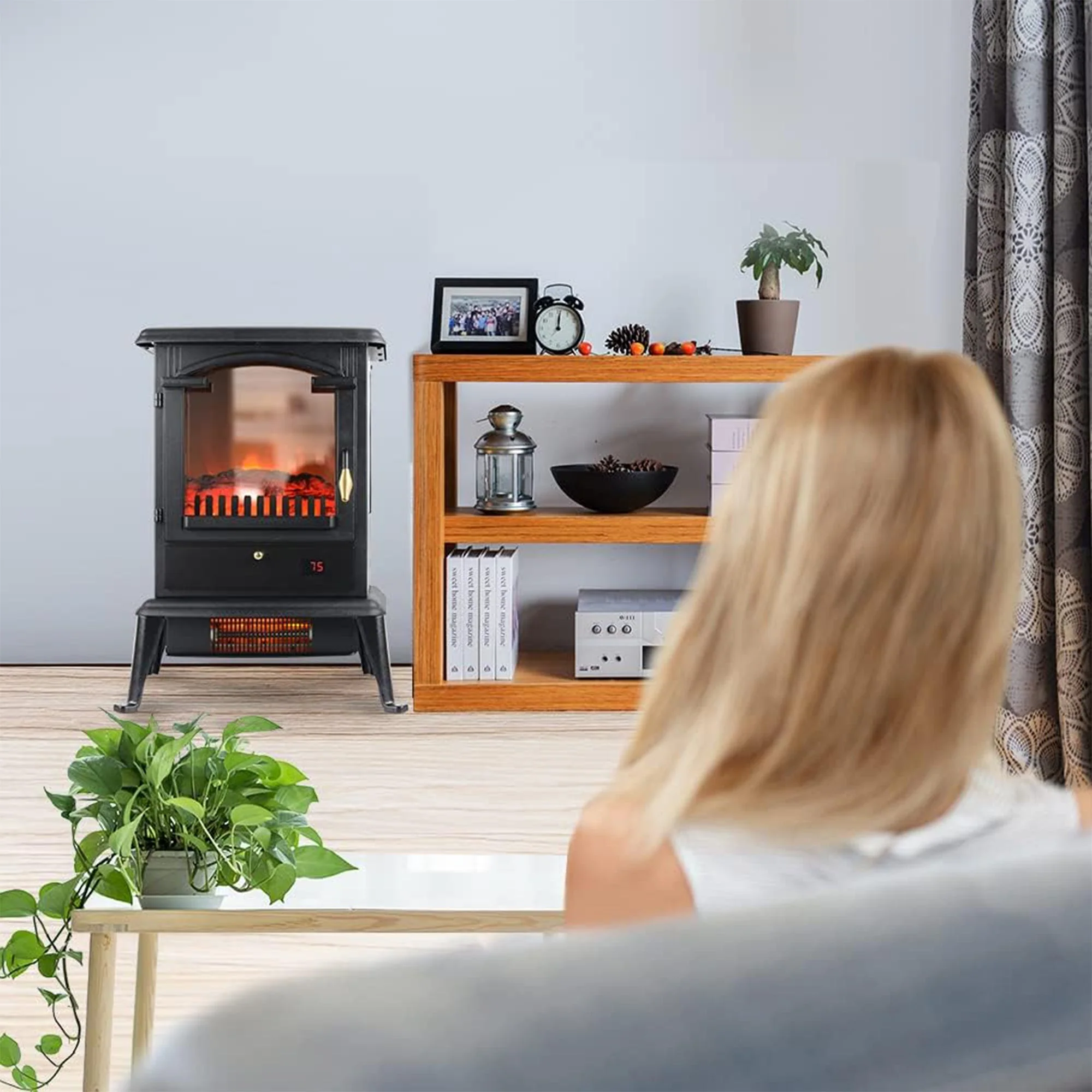 VOLTORB Freestanding Portable Electric Fireplace Heater Stove w/Remote Control - Image 10