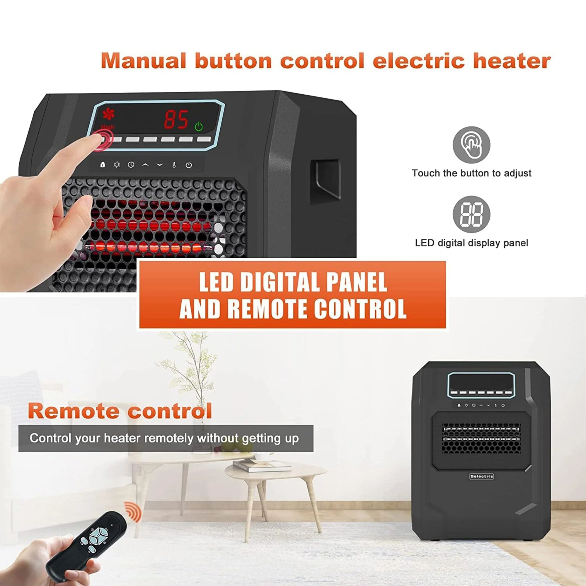 VOLTORB Portable Electric Space Heater w/Remote Control & Fan Only Mode (3 Pack) - Image 6