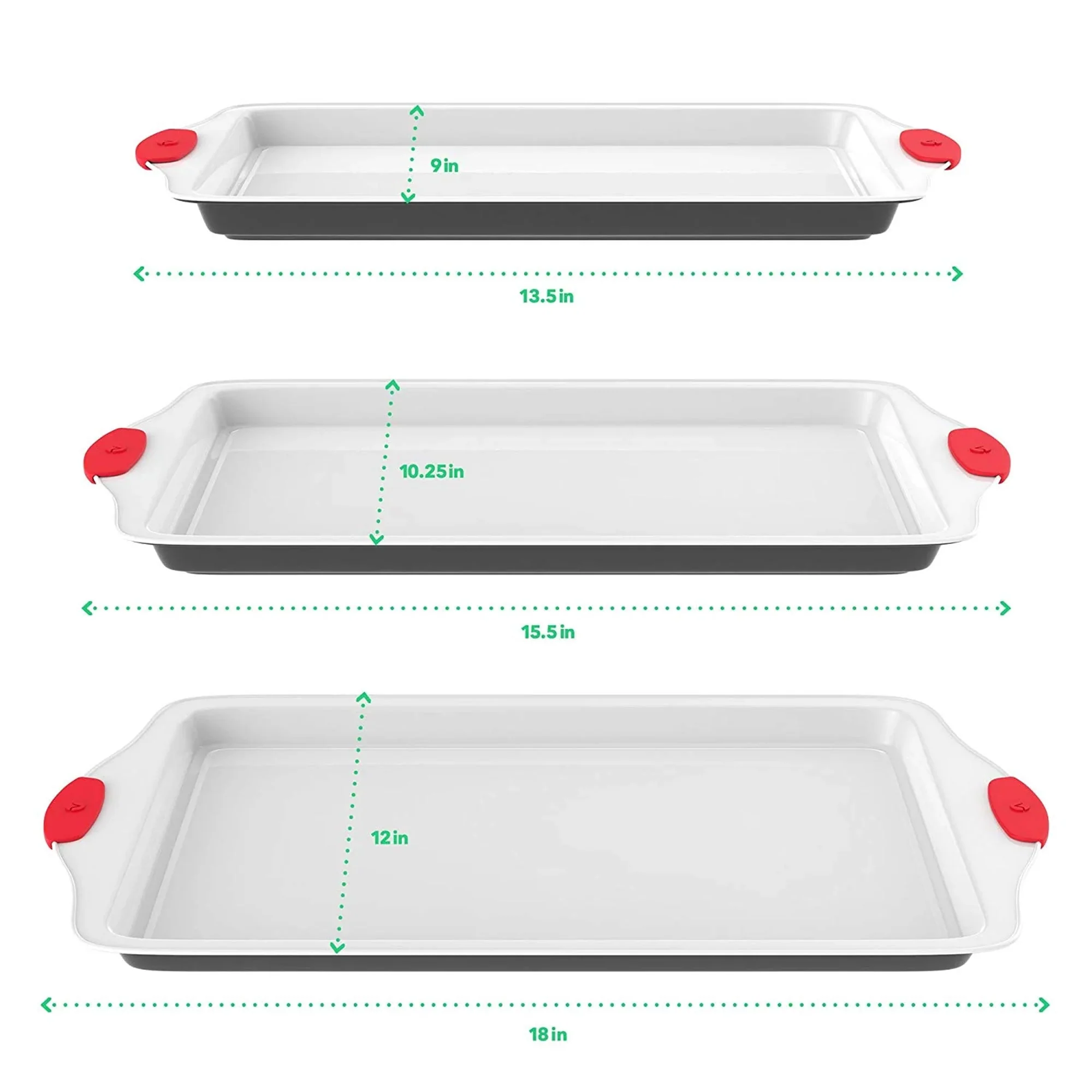 Vremi Trilogy Kitchen Baking Set with Quarter, Medium, & Half Sheet Pan (3 Pack) - Image 4