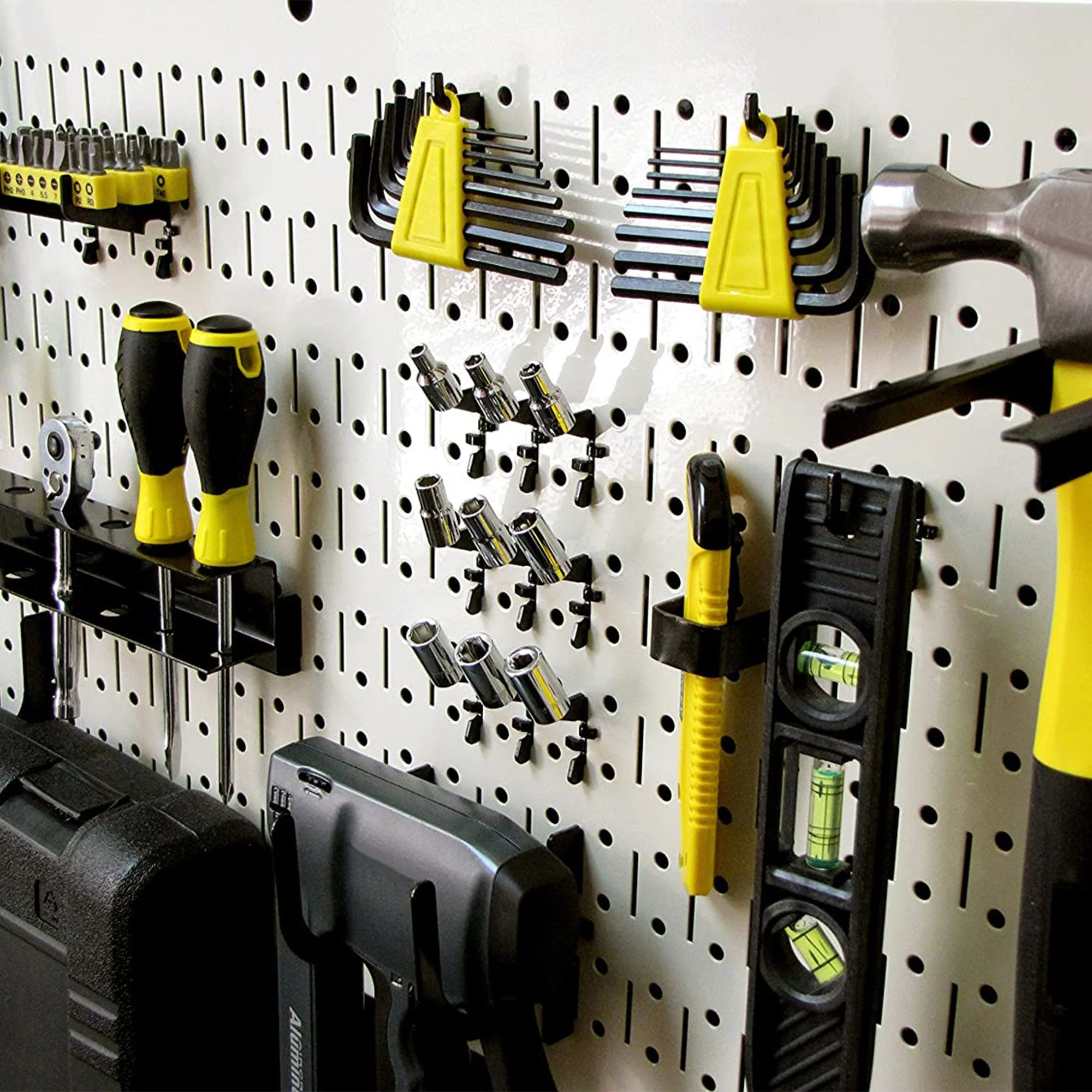 Wall Control 32" x 16" Horizontal Pegboard Garage Tool Organizer, Beige (2 Pack) - Image 7