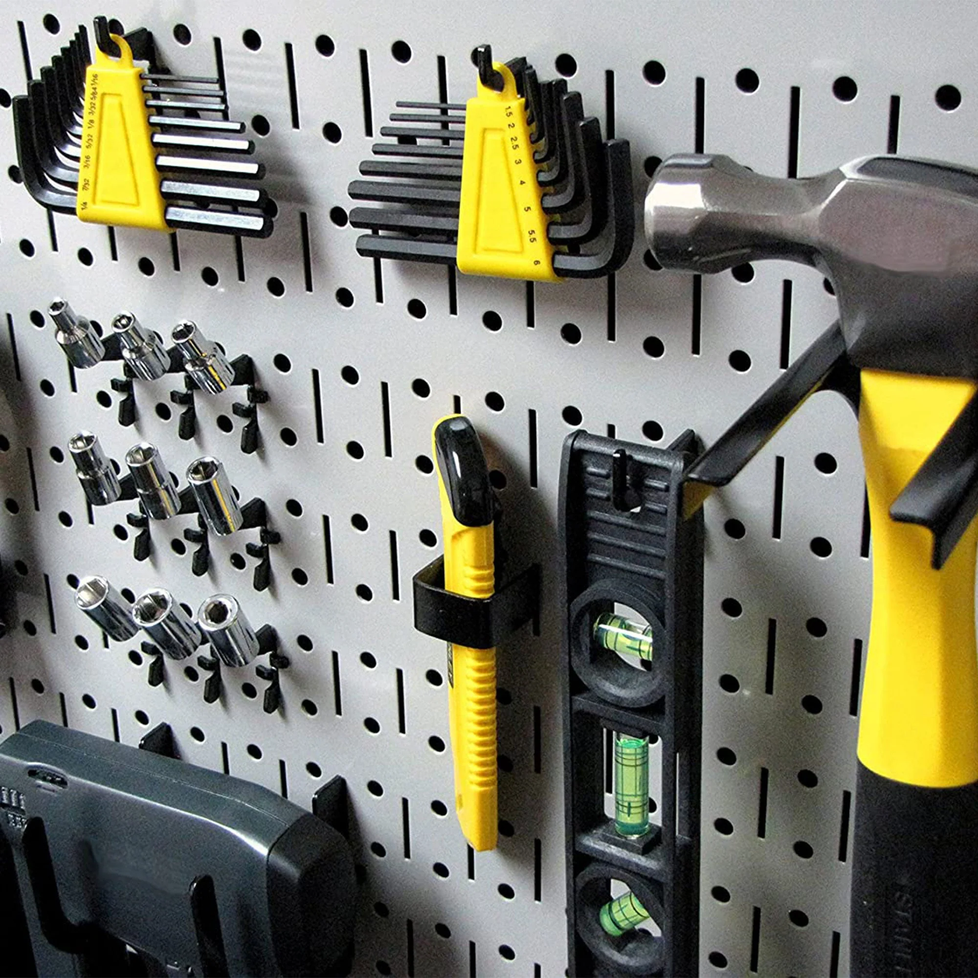 Wall Control 32" x 16" Horizontal Pegboard Garage Tool Organizer, Grey (2 Pack) - Image 8