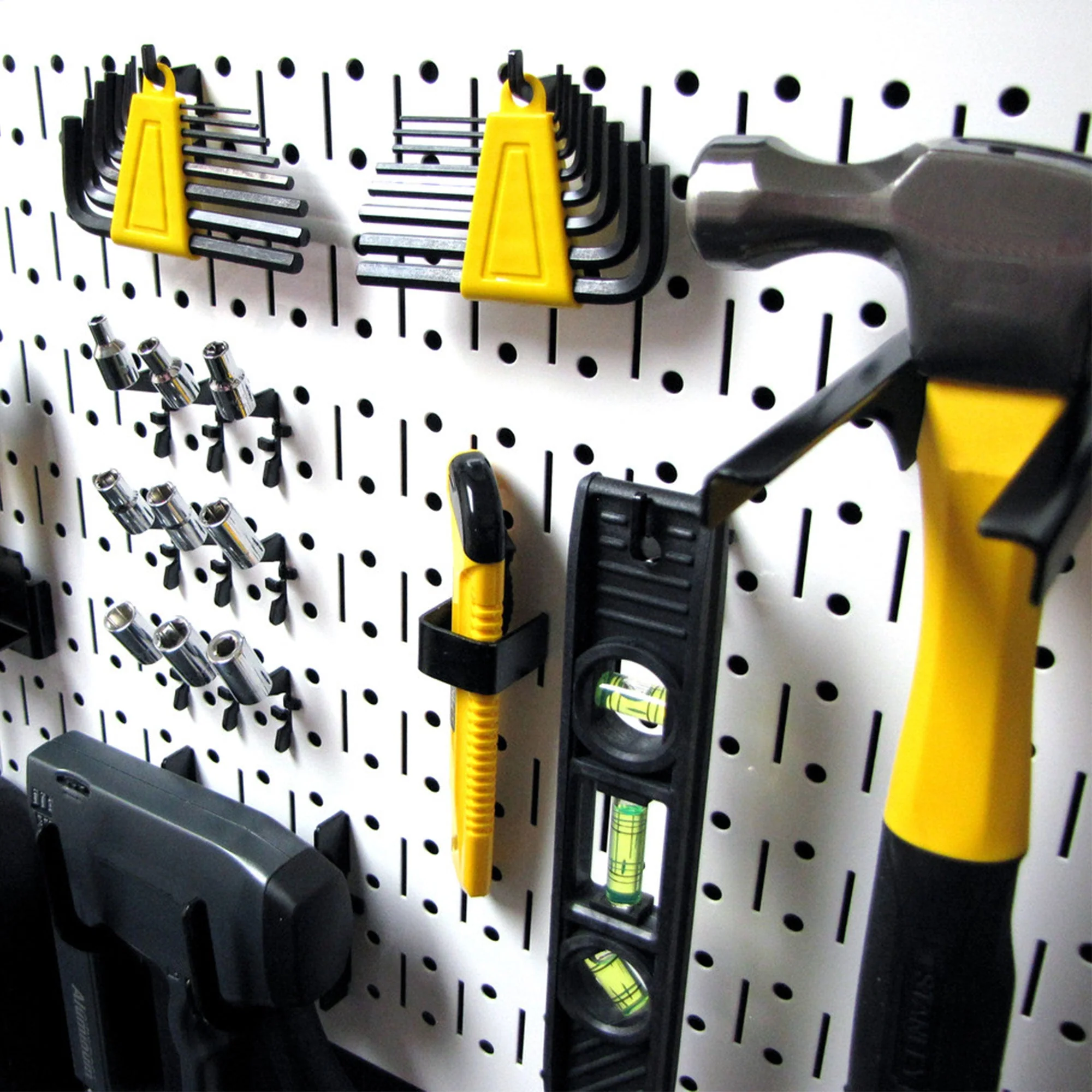 Wall Control 32" x 16" Horizontal Pegboard Garage Tool Organizer, White (3 Pack) - Image 9