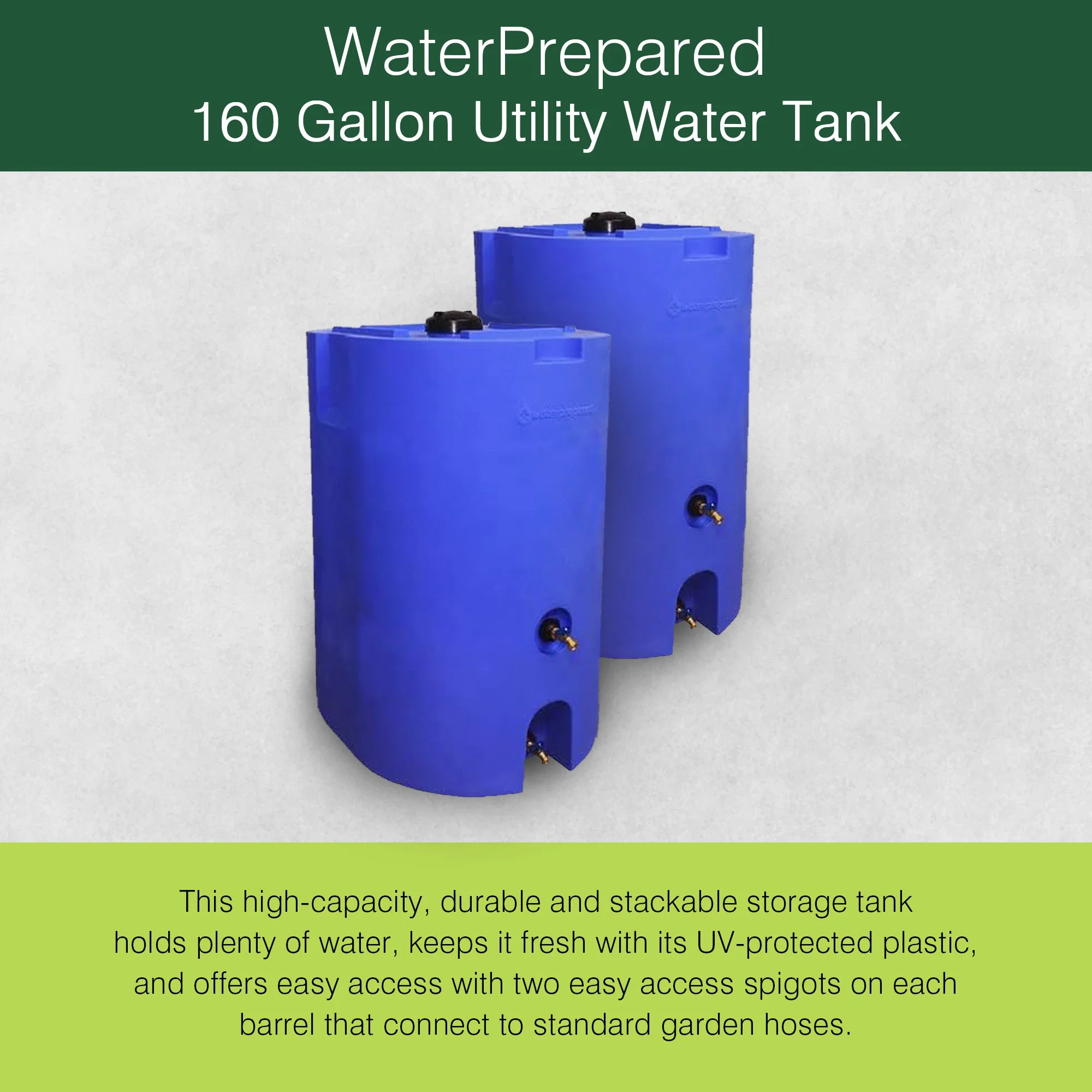 WaterPrepared 160 Gal Stackable Design Utility Water Tank w/ Large Cap, (2 Pack) - Image 2