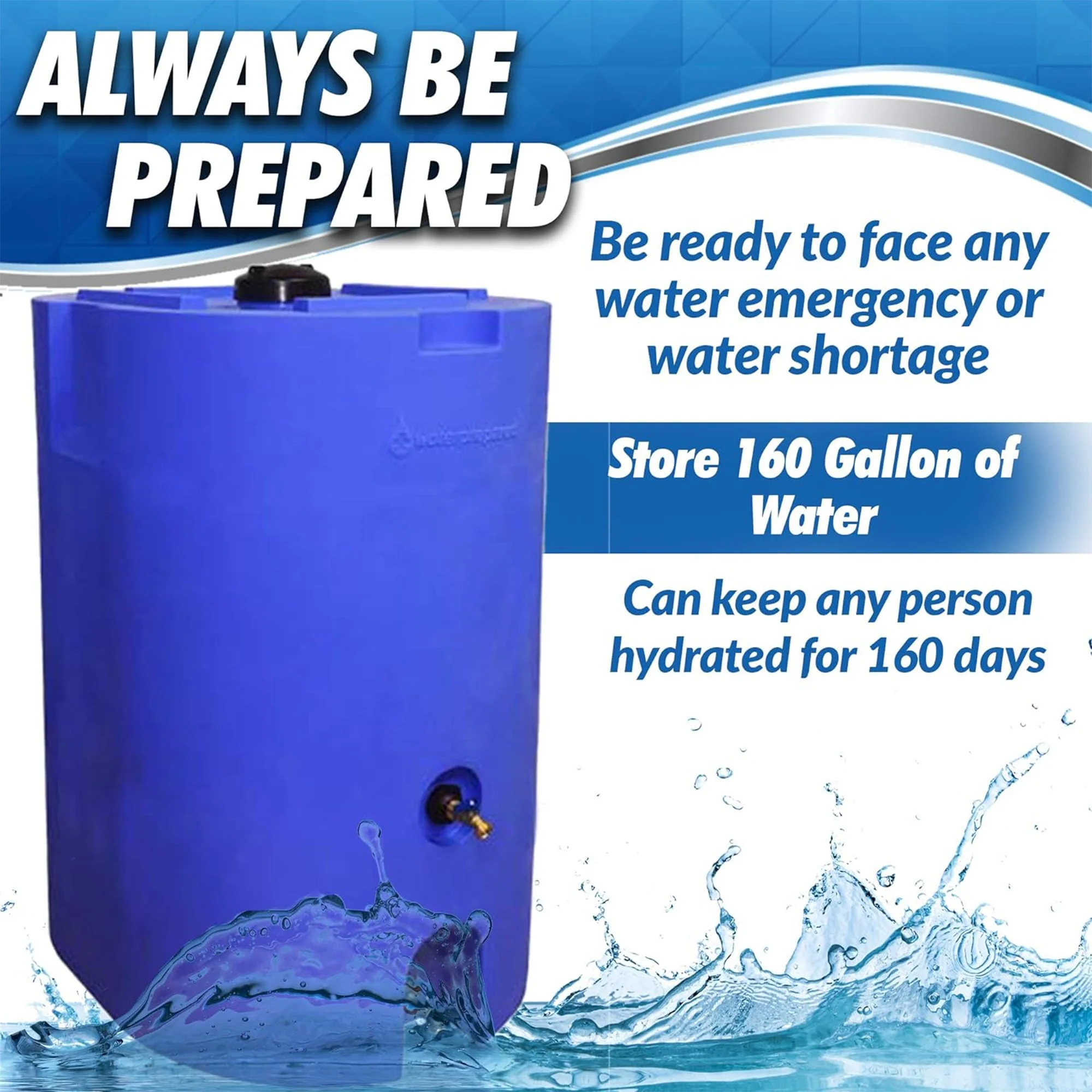 WaterPrepared 160 Gal Stackable Design Utility Water Tank w/ Large Cap, (4 Pack) - Image 7