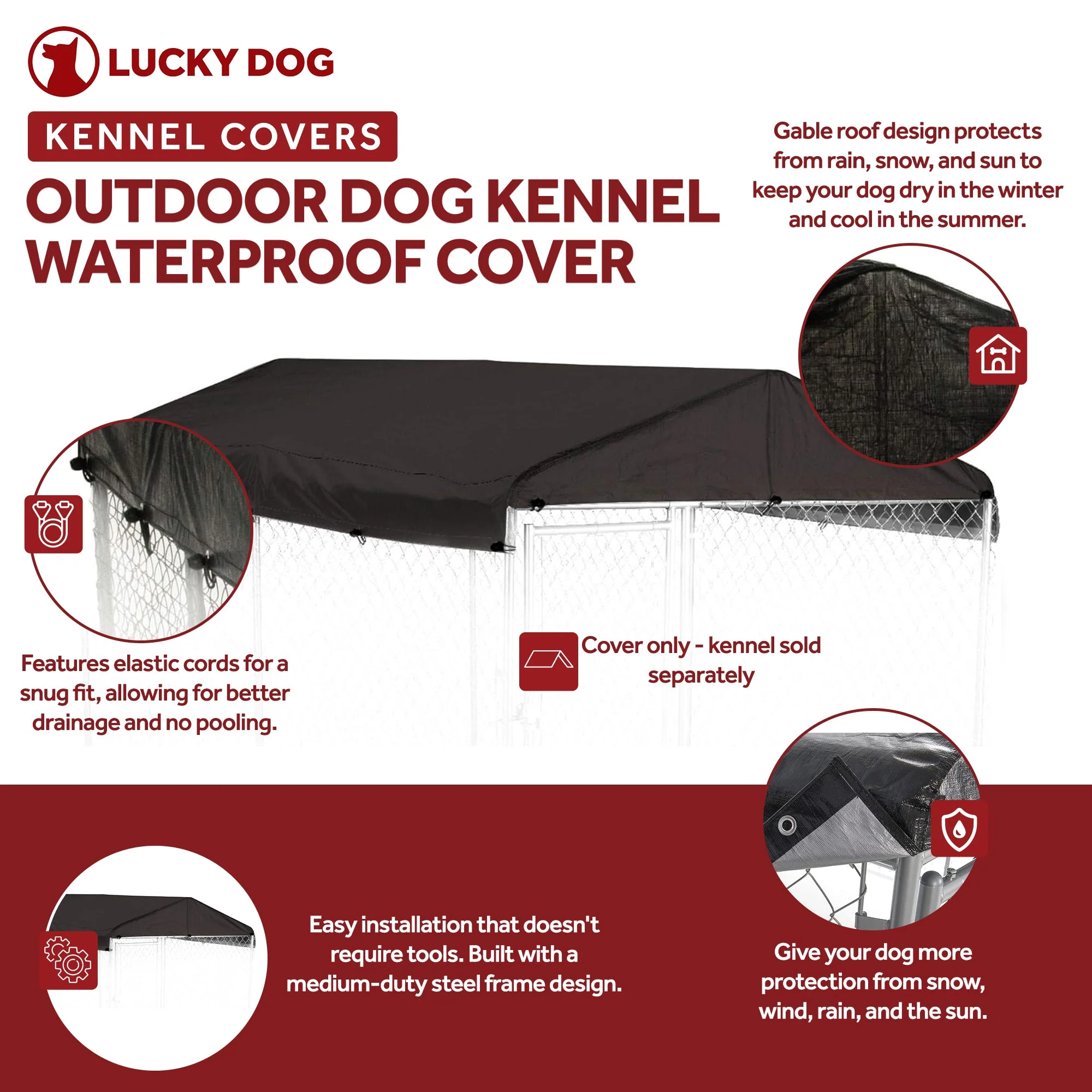 WeatherGuard CL-00301 5' x 10' Outdoor All Season Dog Kennel Waterproof Cover - Image 4