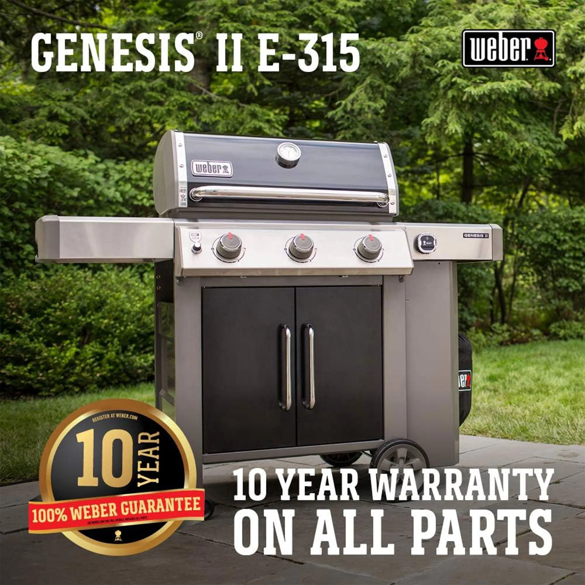 Weber Genesis II E-315 Outdoor Stainless Steel 3 Burner Natural Gas Grill, Black - Image 3