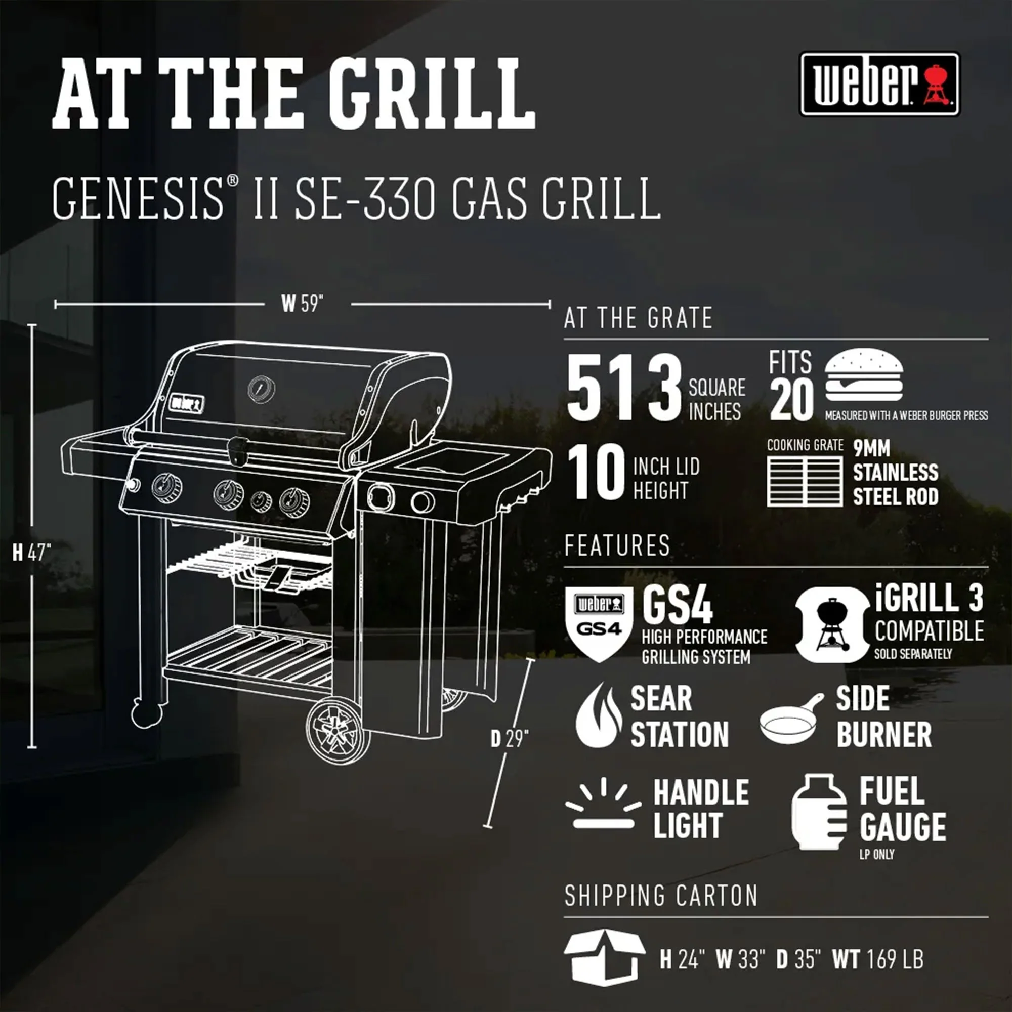 Weber Genesis II SE-330 Stainless Steel 3 Burner Liquid Propane Gas Grill, Black - Image 2