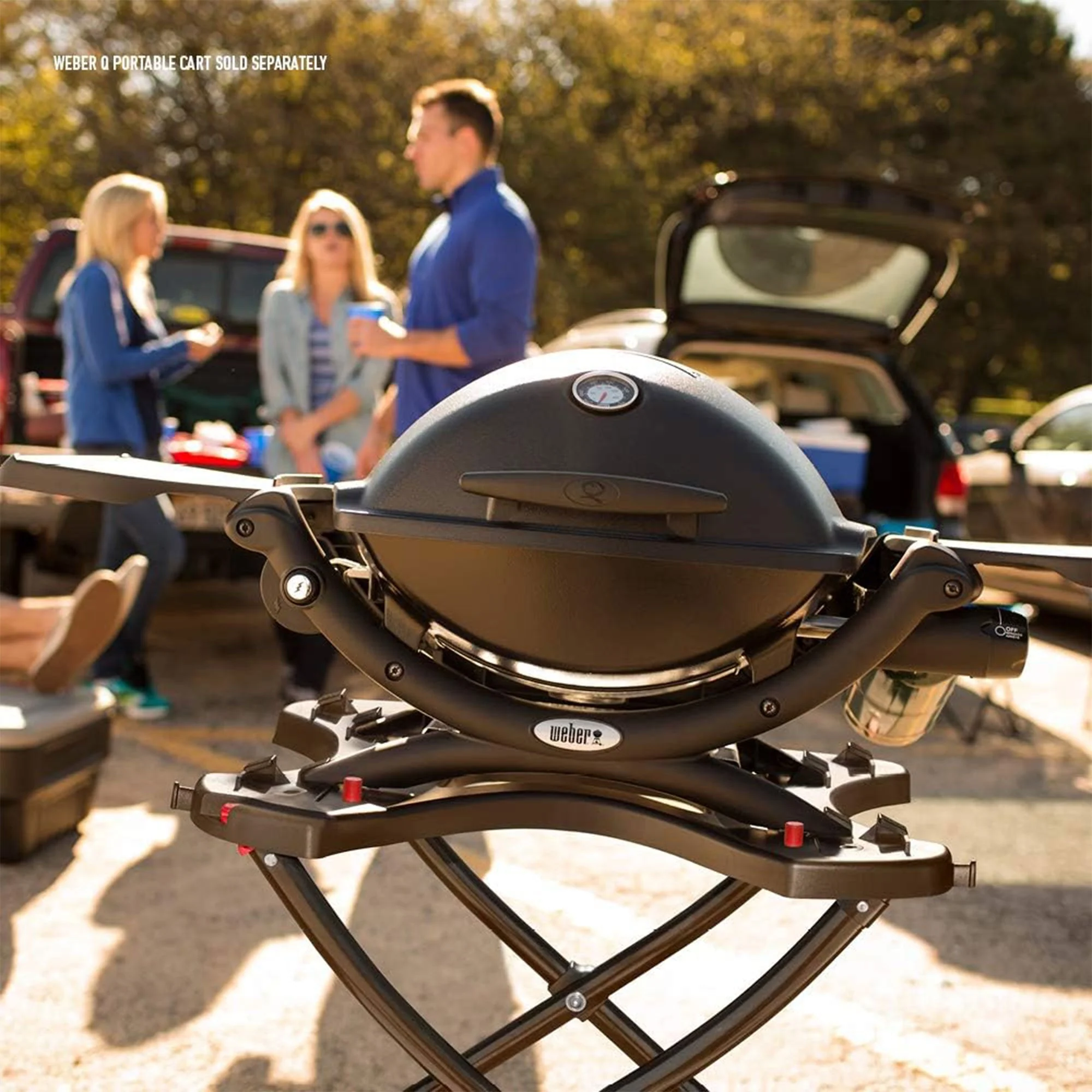 Weber Q 1200 Aluminum Lid Portable 8,500 BTU Liquid Propane Gas Grill, Black - Image 3