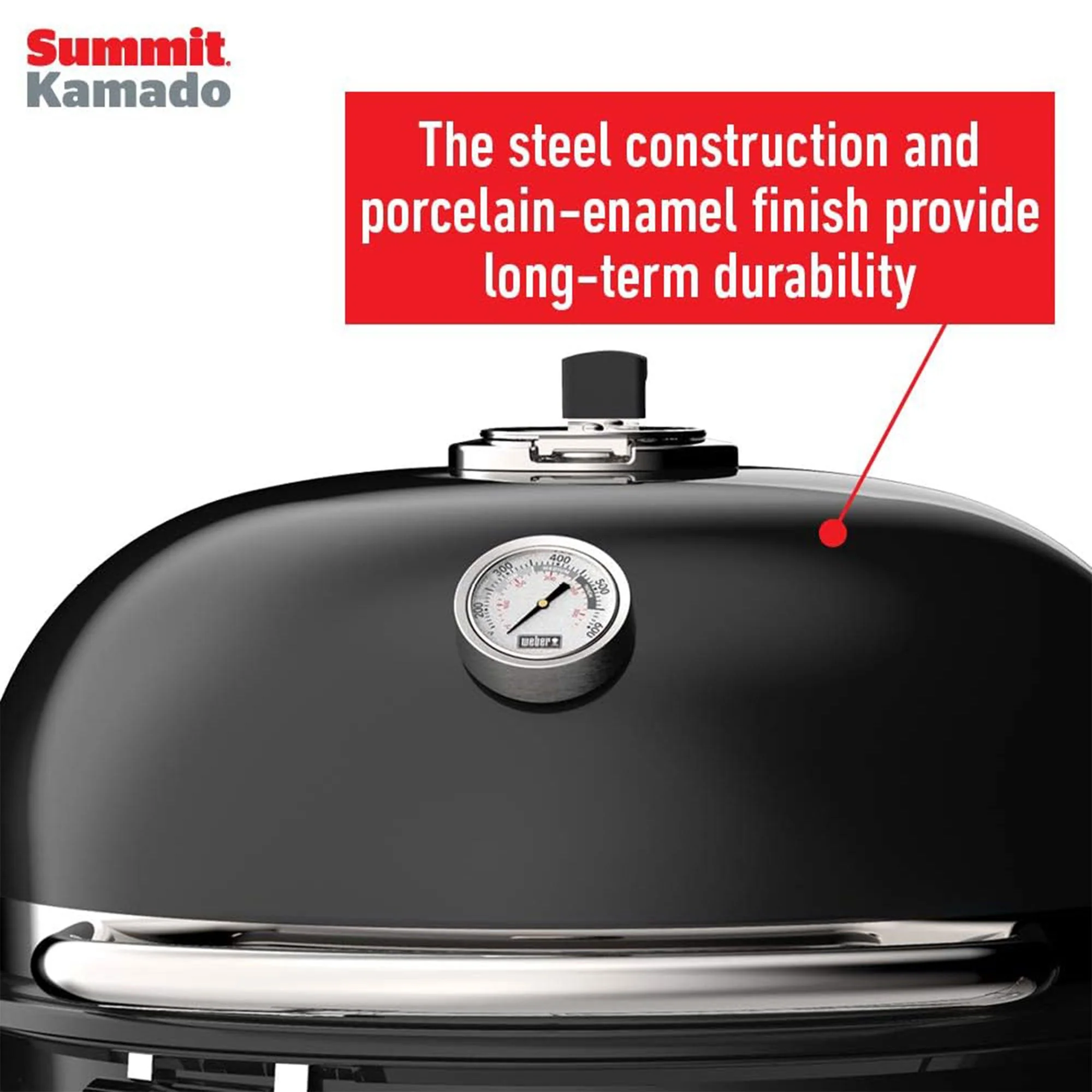 Weber Summit Kamado E6 Charcoal Grill w/Built In Stainless Steel Lid, Black - Image 8