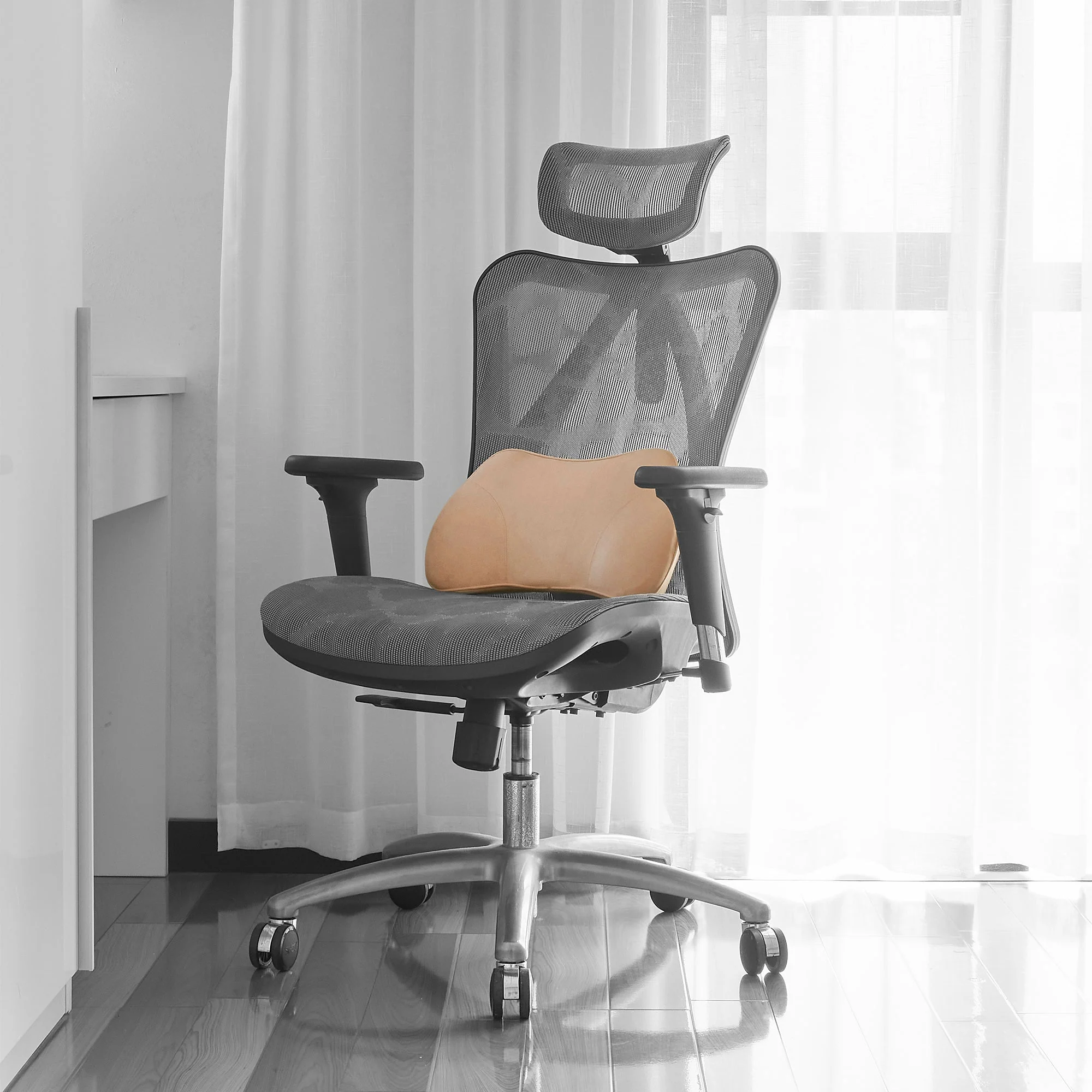WENNEBIRD Model B Lumbar Memory Foam Support Pillow to Improve Posture, Beige - Image 6