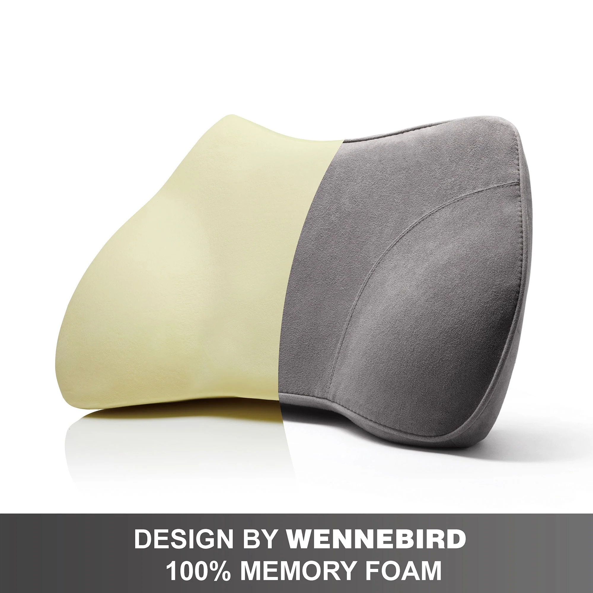 WENNEBIRD Model B Lumbar Memory Foam Support Pillow to Improve Posture, Grey - Image 5