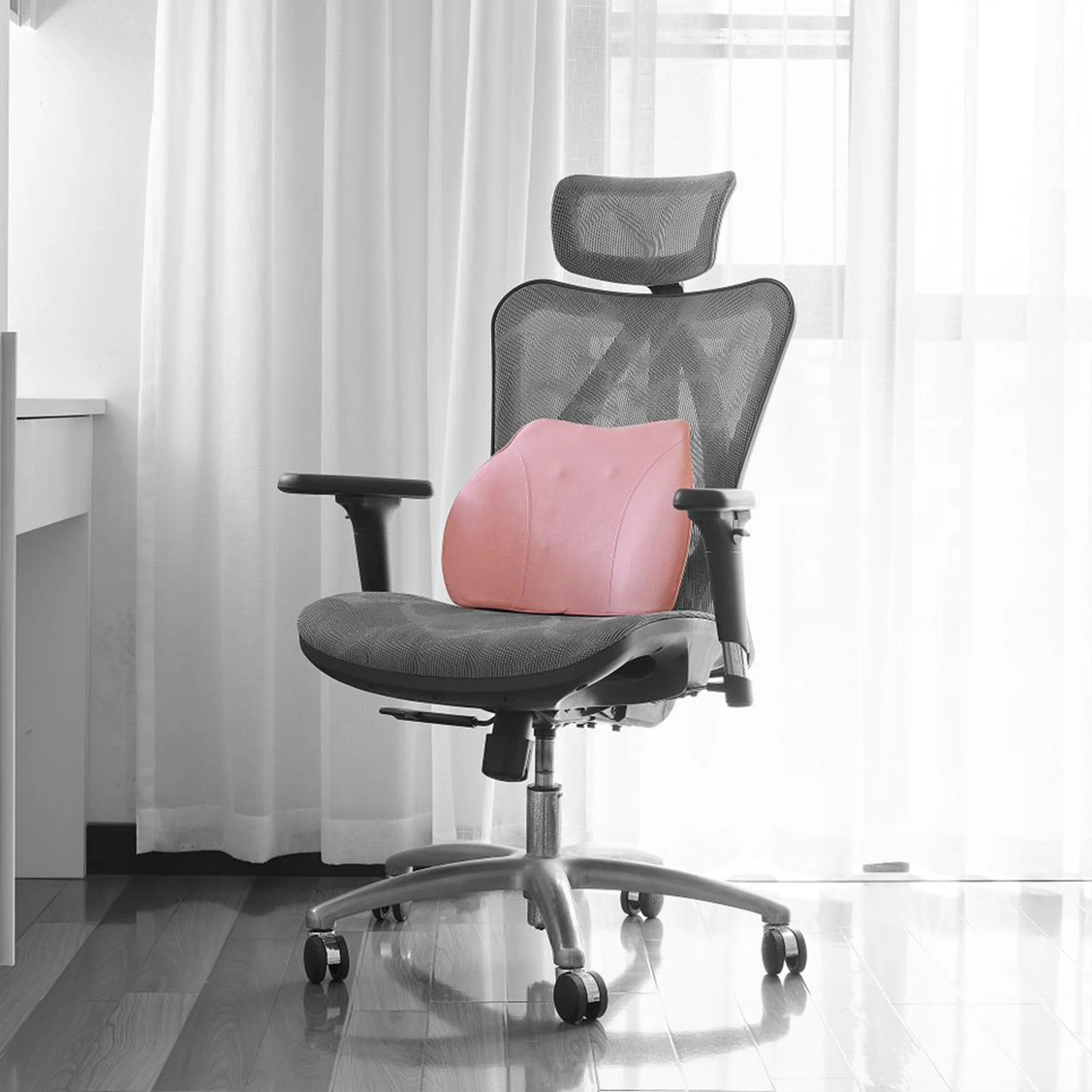 WENNEBIRD Model Q Lumbar Memory Foam Support Pillow to Improve Posture, Pink - Image 9