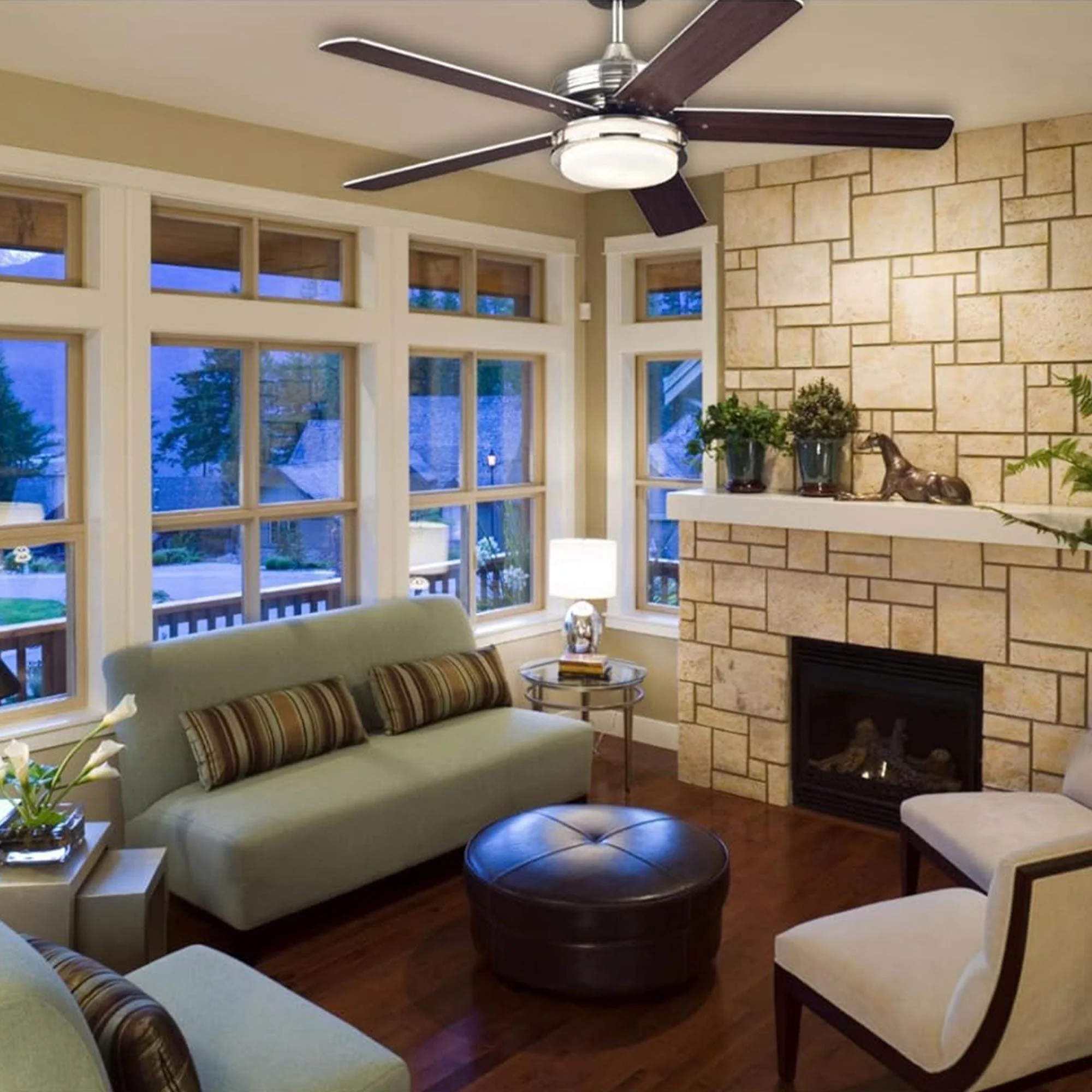 Westinghouse Castle Ceiling Fan w/ LED Light, Reversible Blades & Remote, Nickel - Image 2