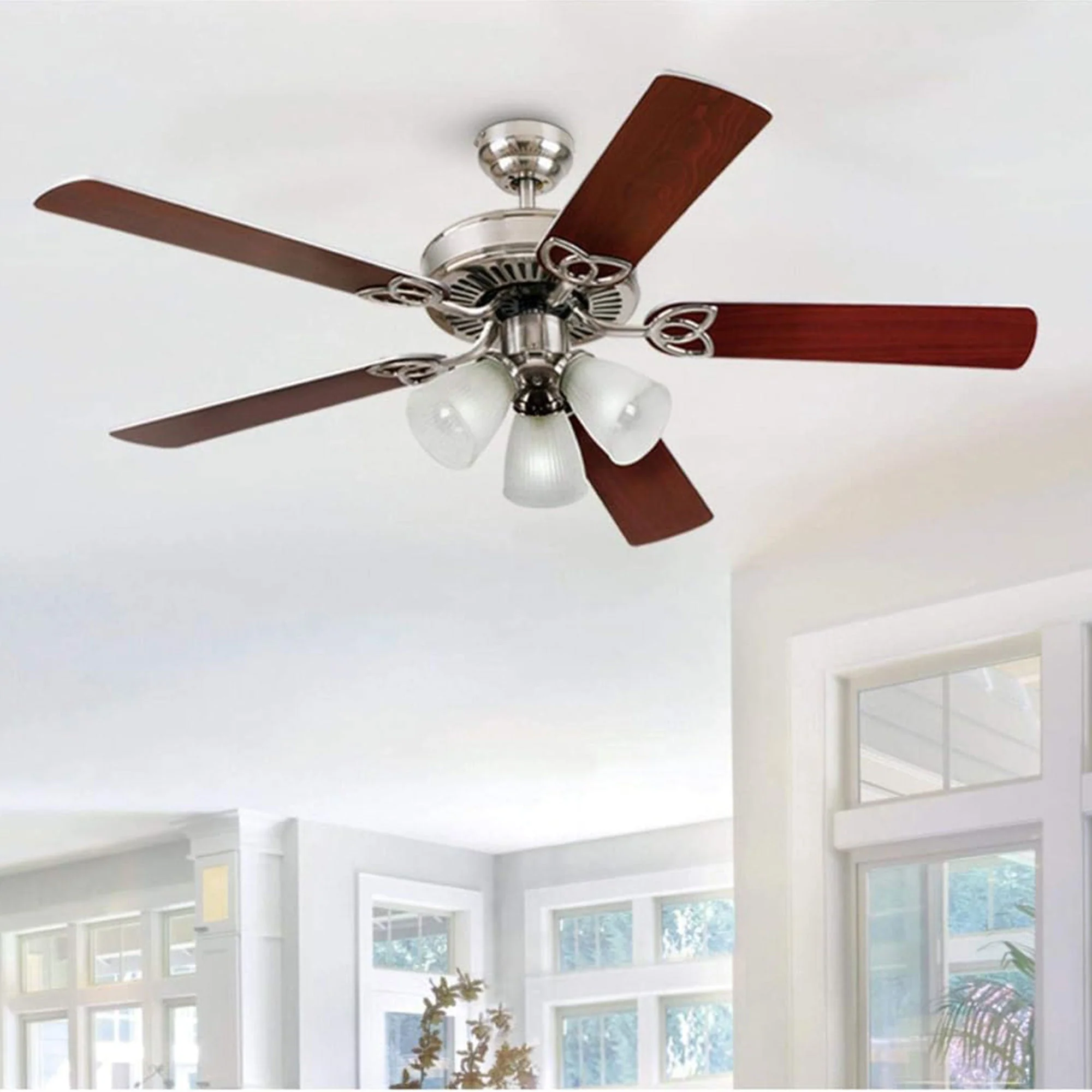 Westinghouse Vintage Ceiling Fan with Light Kit, 52 Inch, Brushed Nickel Finish - Image 3