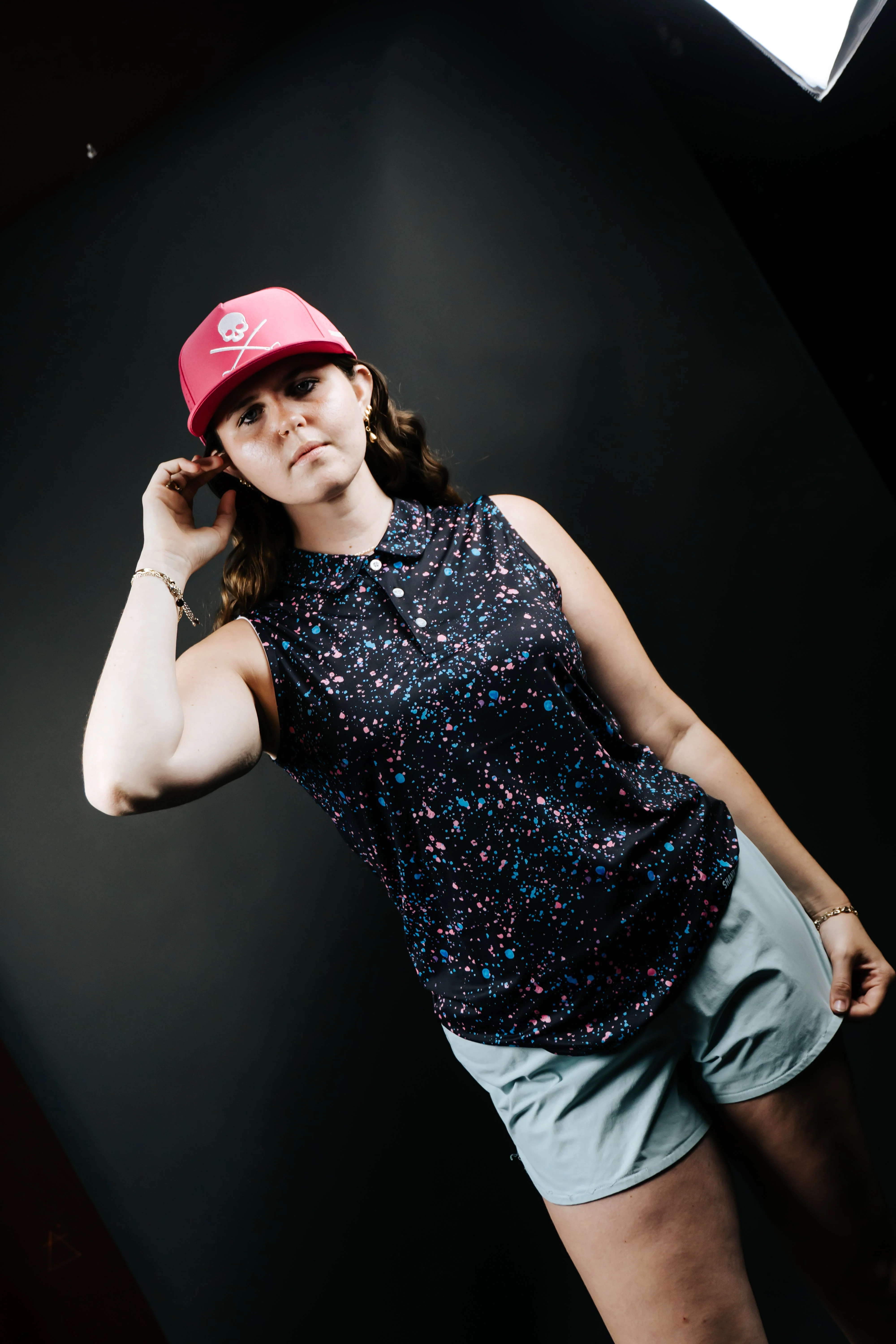 Womens Black Paint Splatter Polo - Image 6
