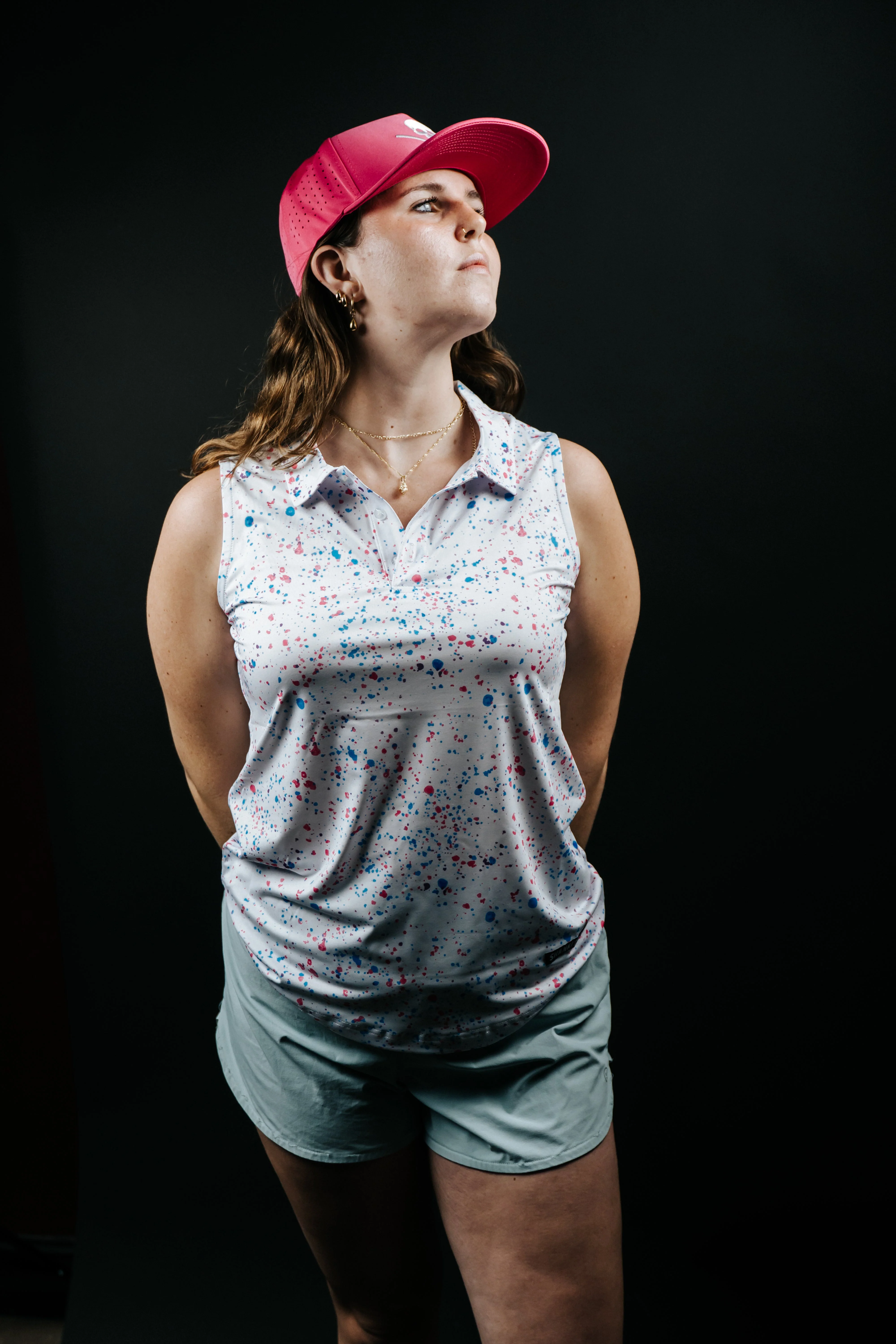 Womens White Paint Splatter Polo - Image 6