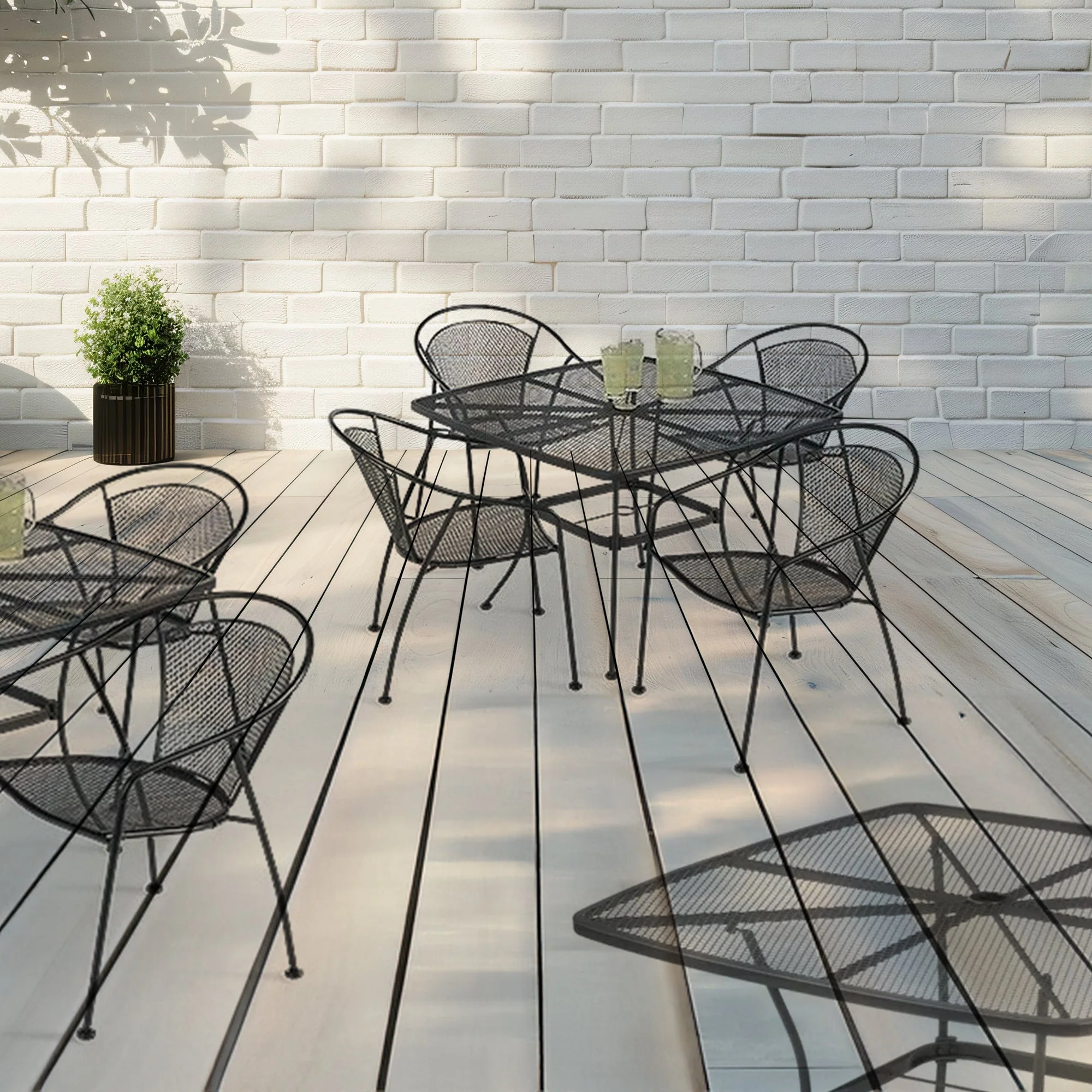 Woodard Uptown 42" Steel Mesh Square Bistro Style Patio Dining Table, Black - Image 5
