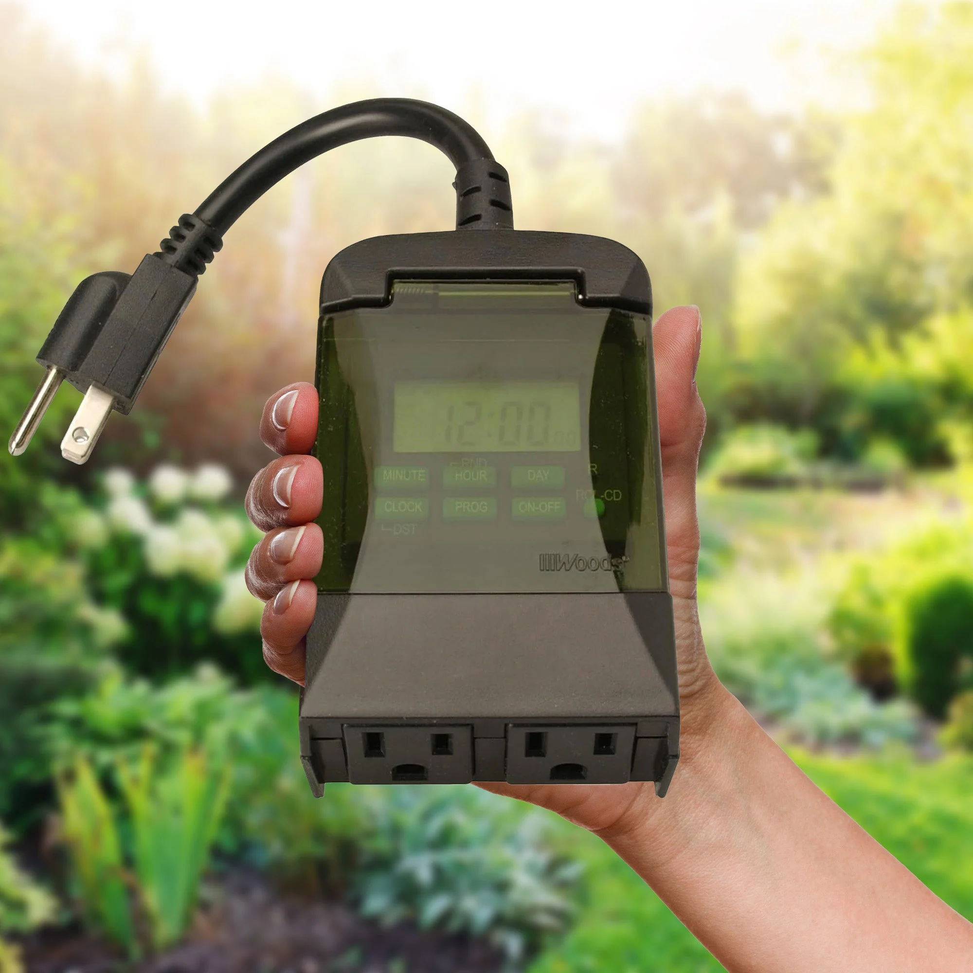 Woods 0.5 Horsepower Heavy Duty Outdoor 7 Day Digital 2 Outlet Timer, Black - Image 5