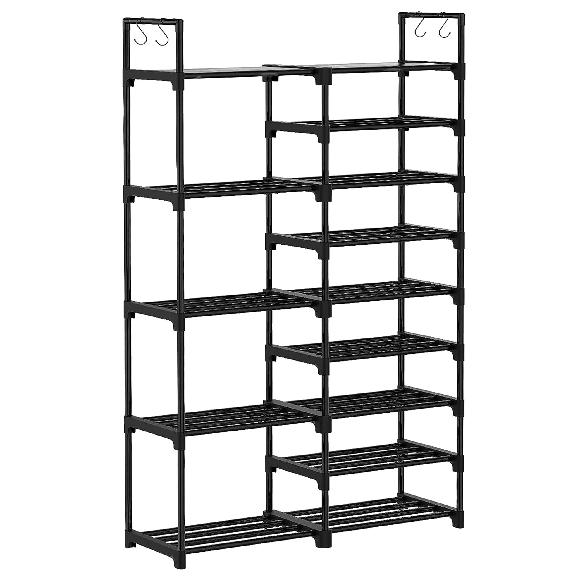 WOWLIVE 9 Tier Metal Shoe Rack, 30 to 35 Pair Shelf Storage Organizer, Black - Image 2