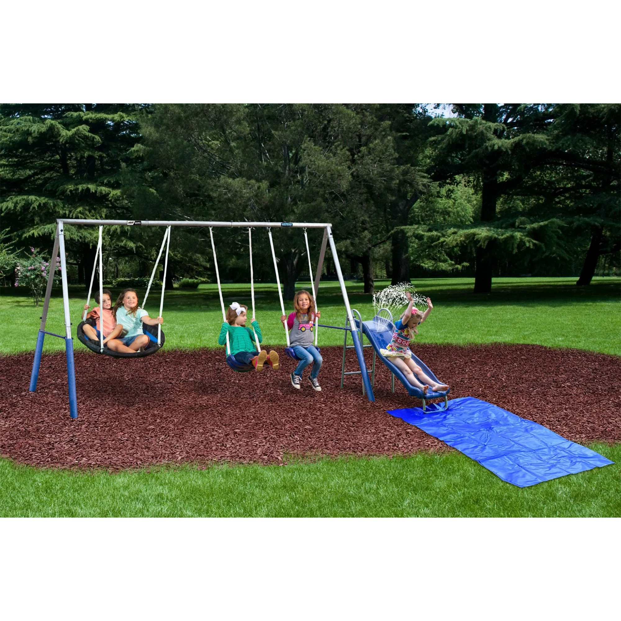 XDP Recreation Aqua Play Outdoor Park with Super Disc Swing and Water Wave Slide - Image 4
